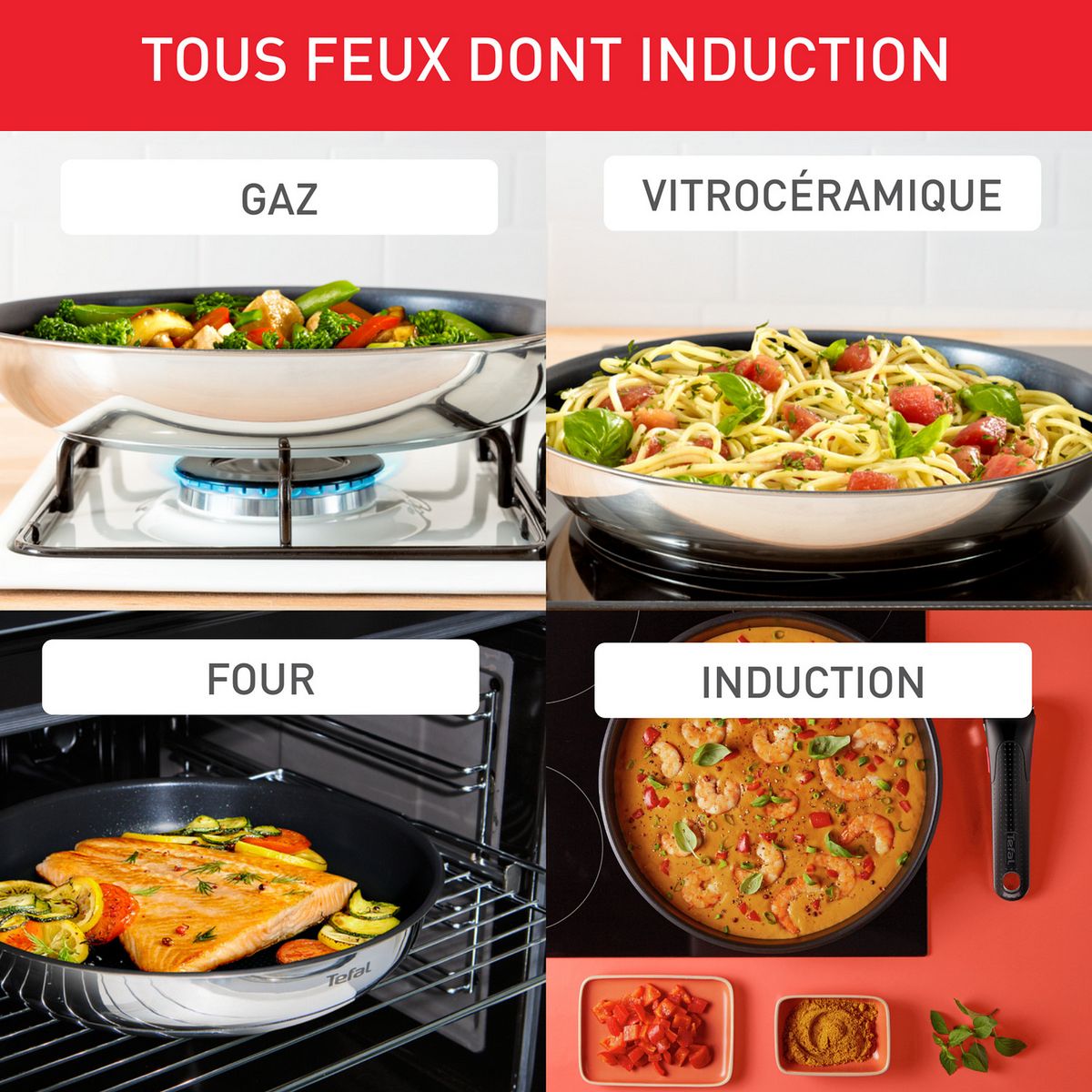 TEFAL Set de 5 pièces, tous feux dont induction - Ingenio Emotion