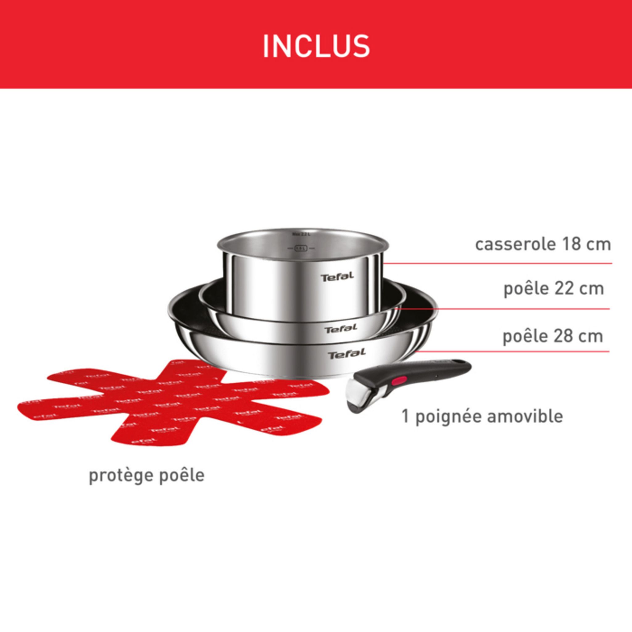 Voir la diapositive 7 : TEFAL Set de 5 pièces, tous feux dont induction - Ingenio Emotion