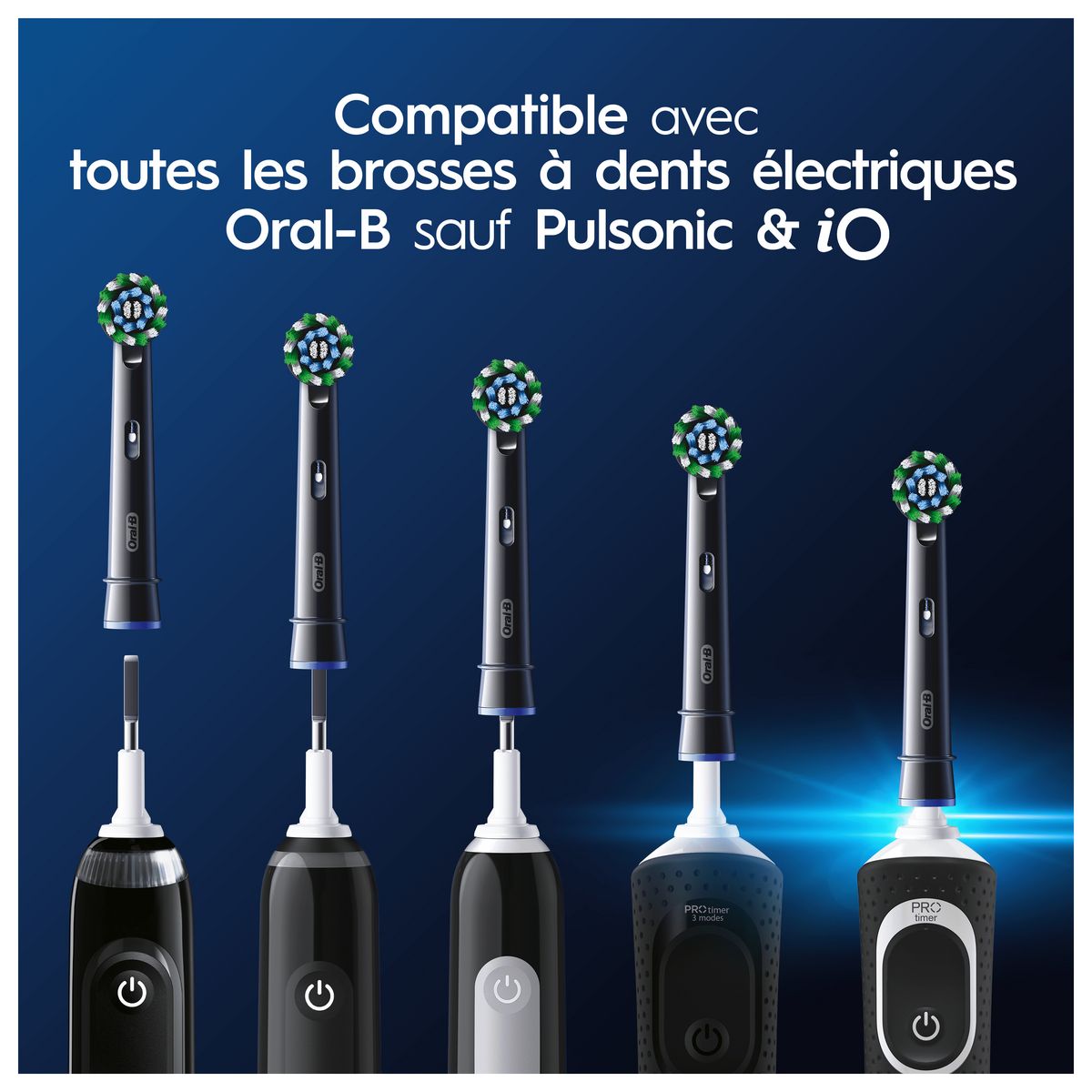 ORAL-B Lot de 3 brossettes  CROSS ACTION PRO - Noir