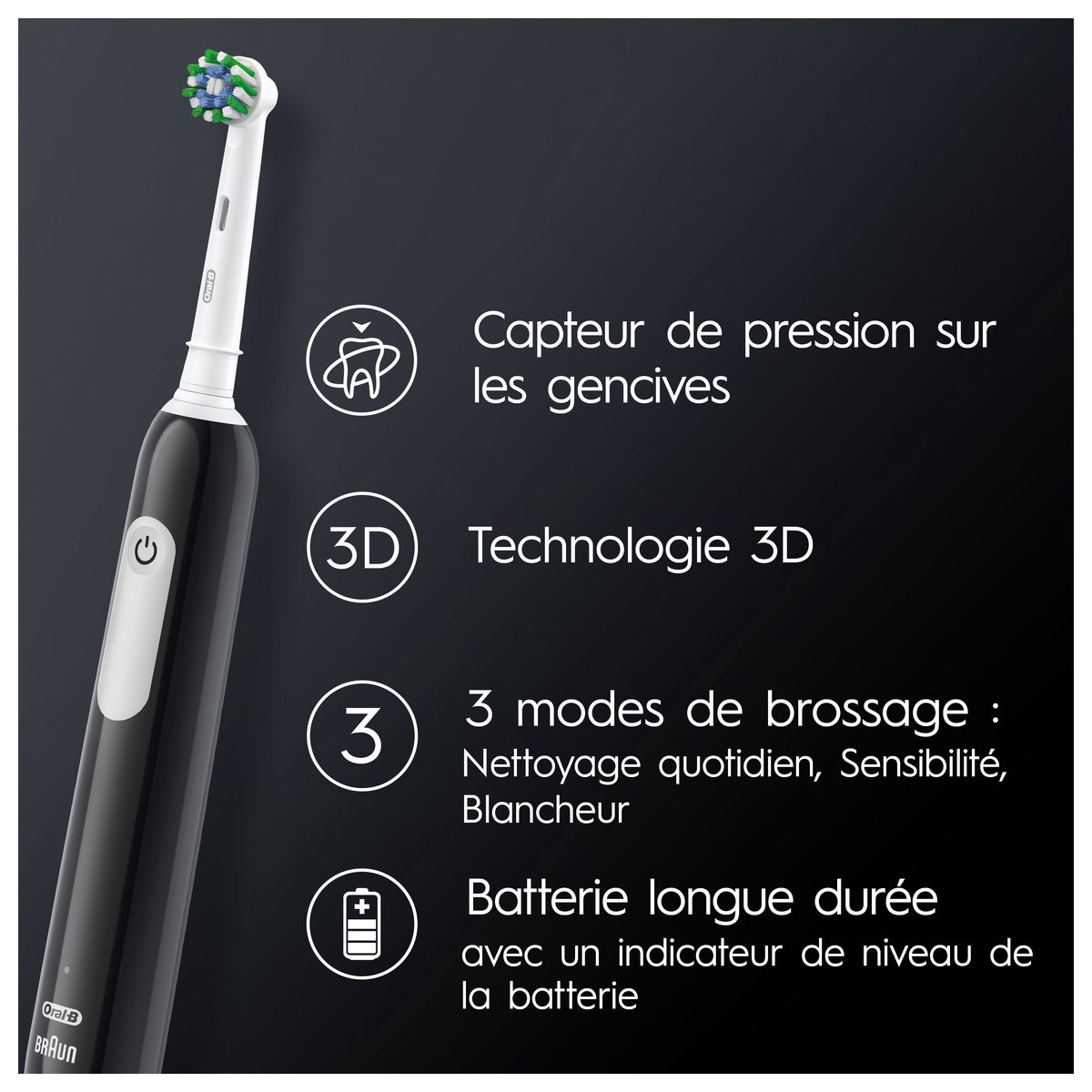 ORAL-B Brosse à dents électrique Pro 1 - Noir