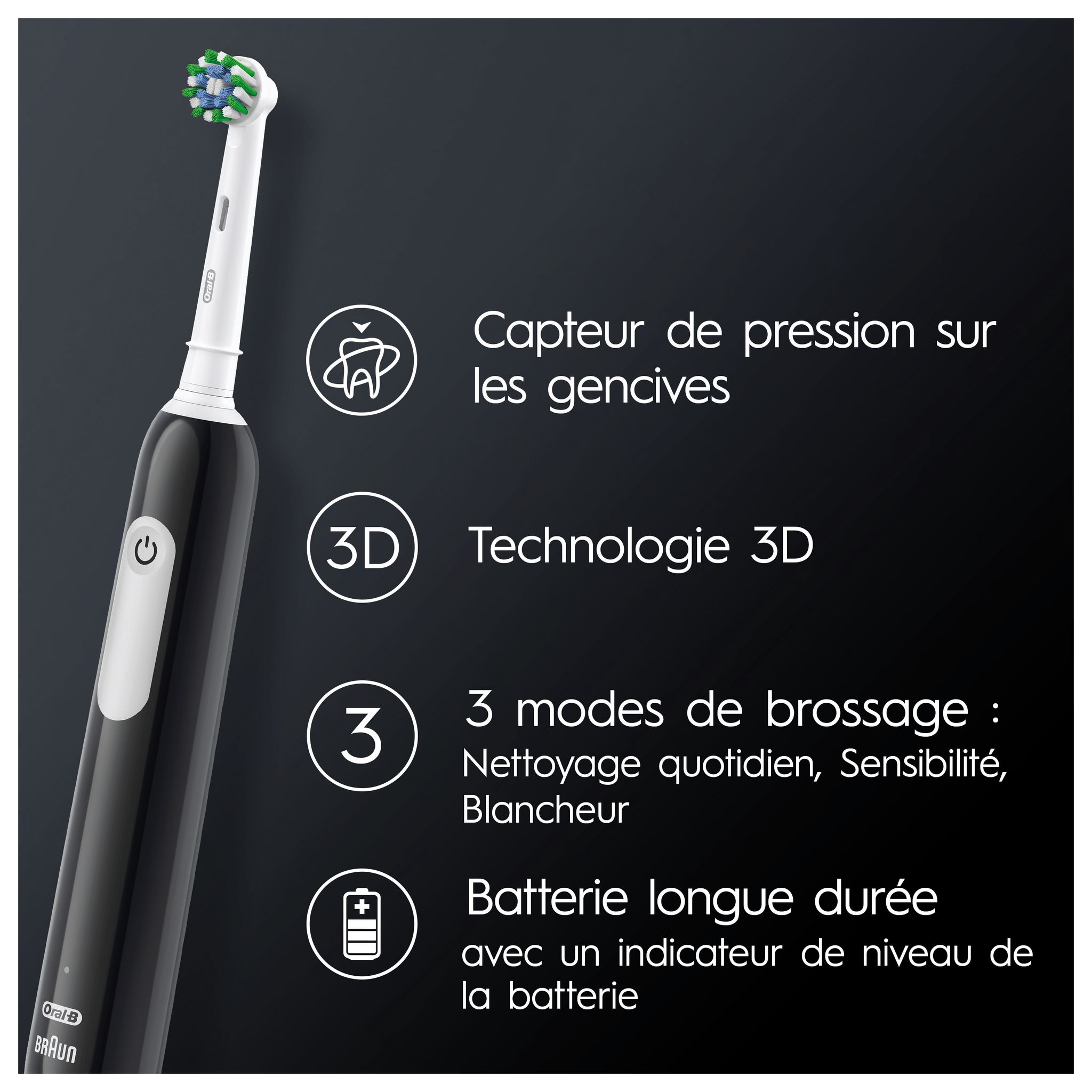 Voir la diapositive 6 : ORAL-B Brosse à dents électrique Pro 1 - Noir