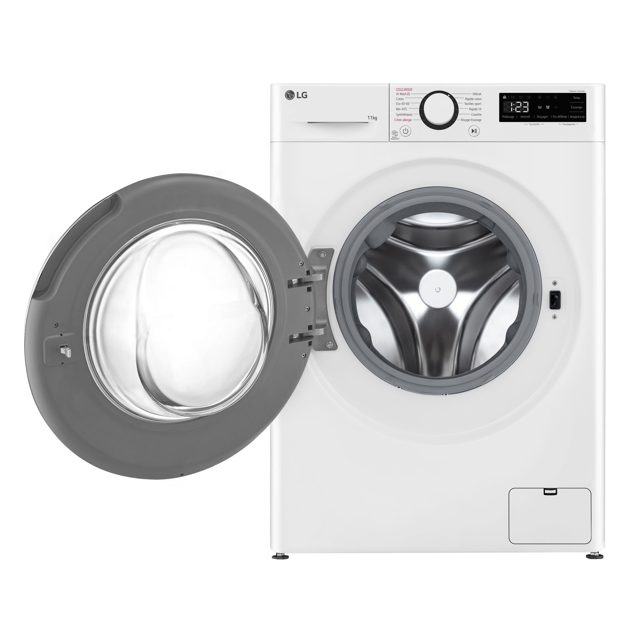 Voir la diapositive 2 : LG Lave linge hublot à induction F14R50WHS, 11 kg, 1400 T/min, A