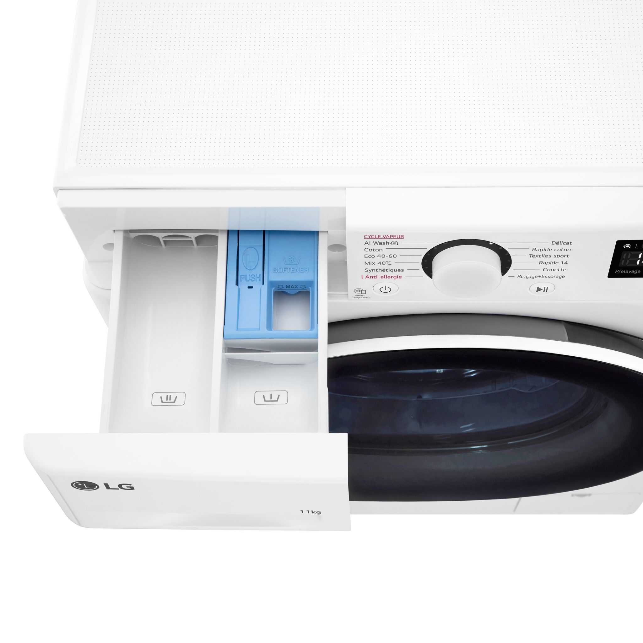 Voir la diapositive 7 : LG Lave linge hublot à induction F14R50WHS, 11 kg, 1400 T/min, A