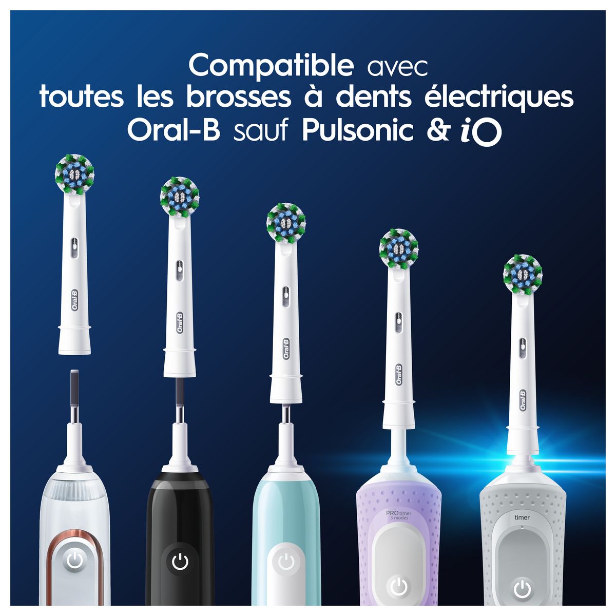 ORAL-B Lot de 3 brossettes CROSS ACTION PRO - Blanc