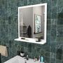 Voir la diapositive 1 : Miroir blanc de salle de bain avec tablette intégrée 60x65 cm FARO