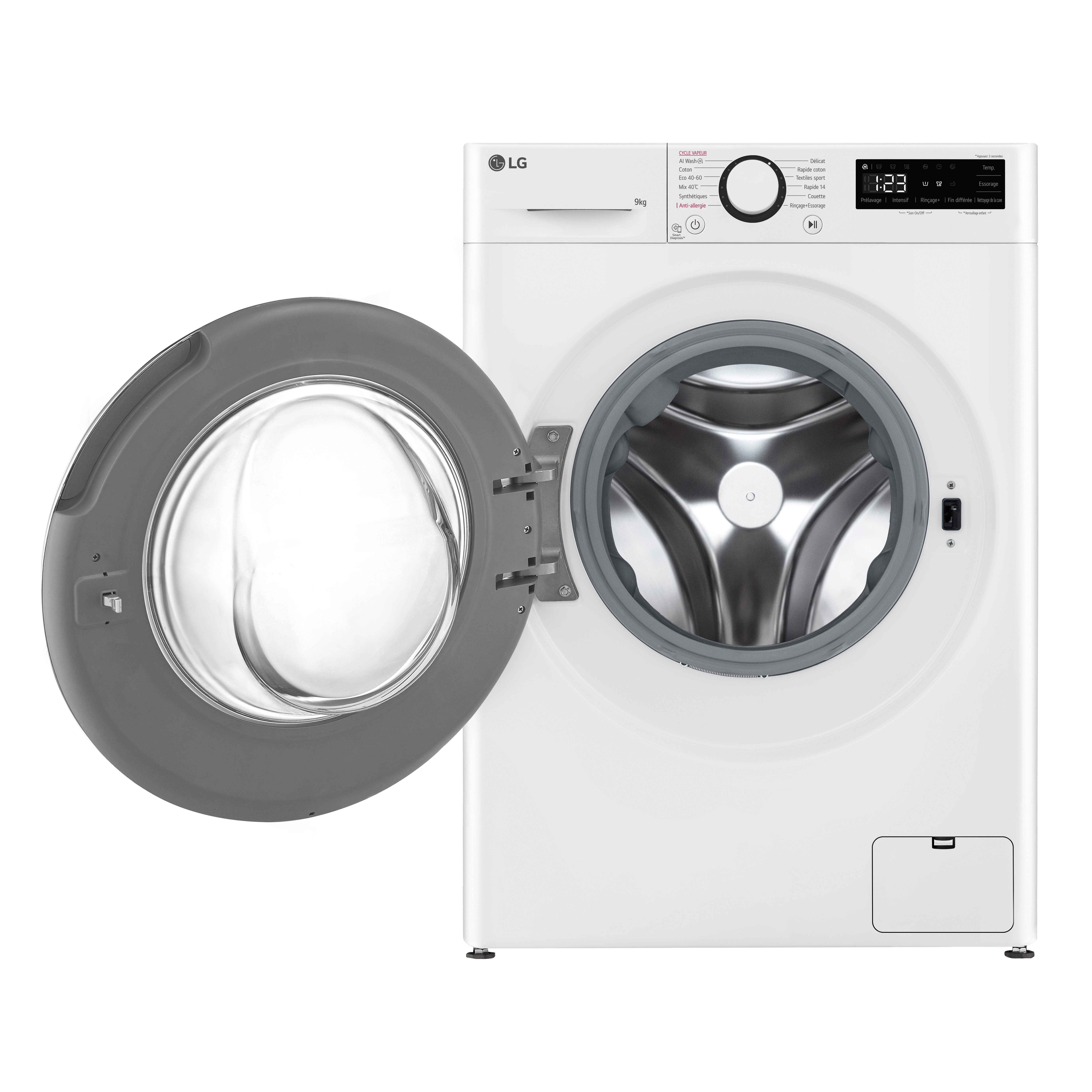 Voir la diapositive 2 : LG Lave linge hublot à induction F94R50WHS, 9 kg, 1400 T/min, A
