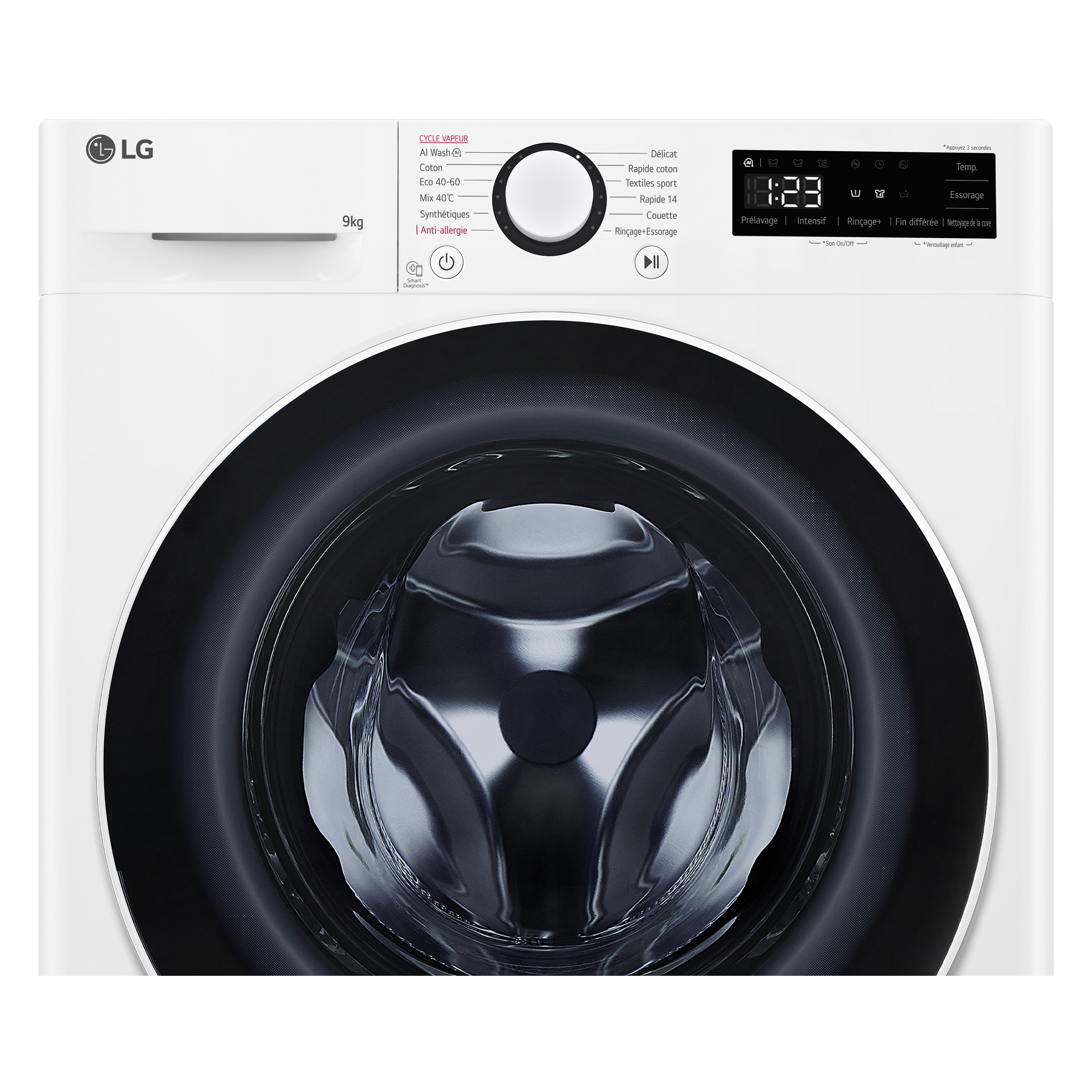 Voir la diapositive 10 : LG Lave linge hublot à induction F94R50WHS, 9 kg, 1400 T/min, A
