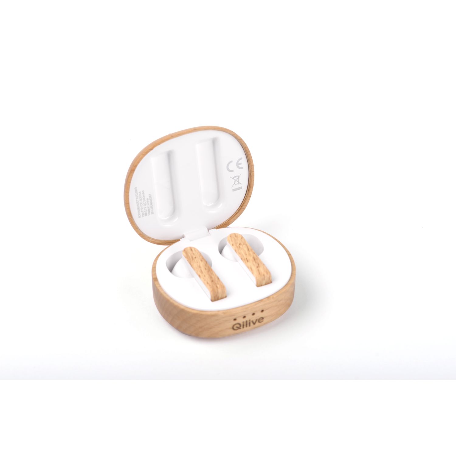 Voir la diapositive 5 : QILIVE Ecouteur sans fils Bluetooth avec étui de recharge Q1669 en Bois FSC et plastique recyclé