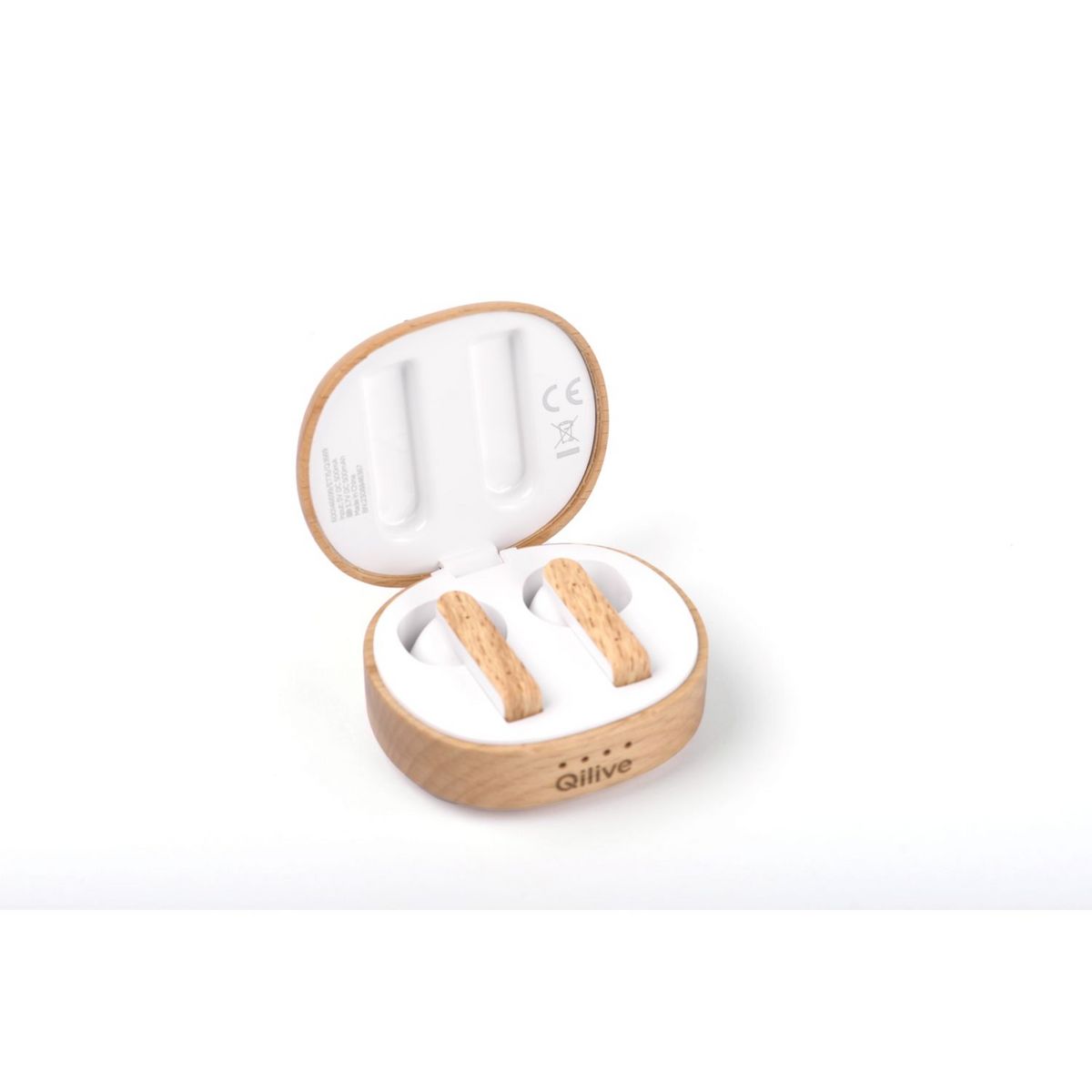 QILIVE Ecouteur sans fils Bluetooth avec étui de recharge Q1669 en Bois FSC et plastique recyclé