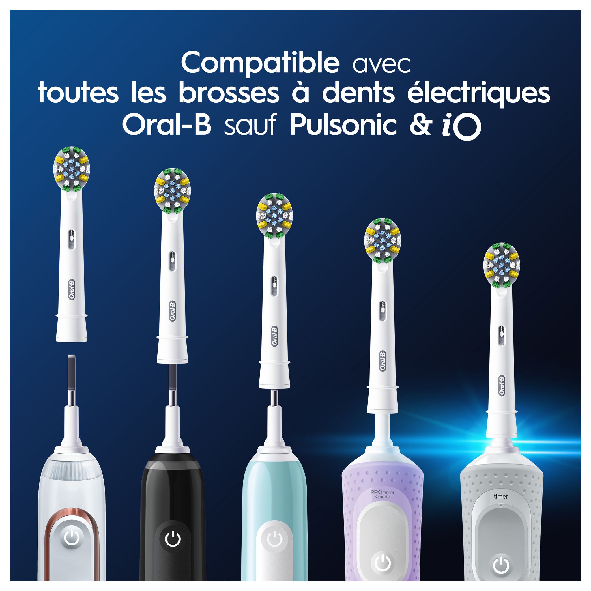 Voir la diapositive 2 : ORAL-B Lot de 3 brossettes FLOSS ACTION PRO - Blanc