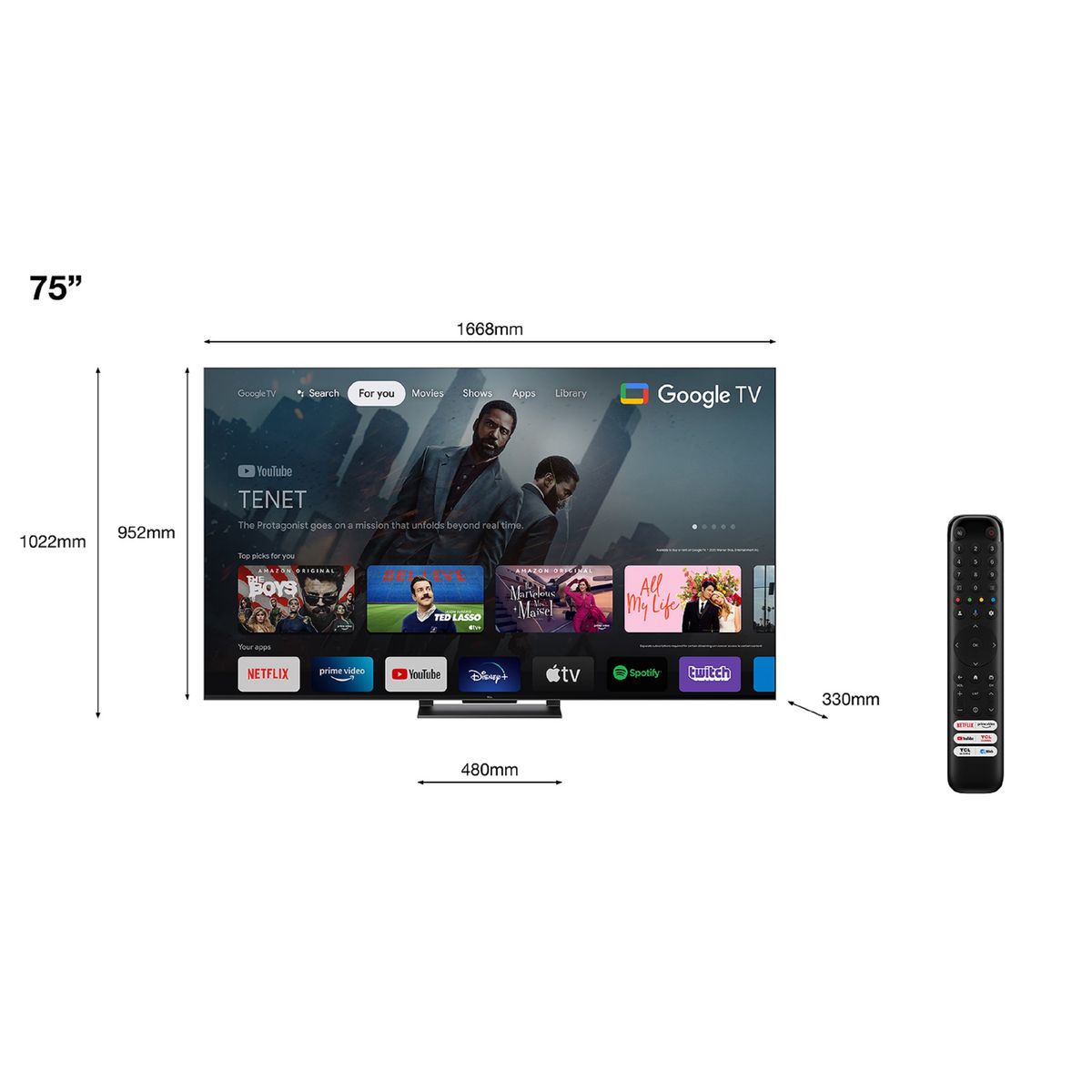 TCL 75C745 2023 TV QLED 4K Ultra HD 189 cm Smart TV