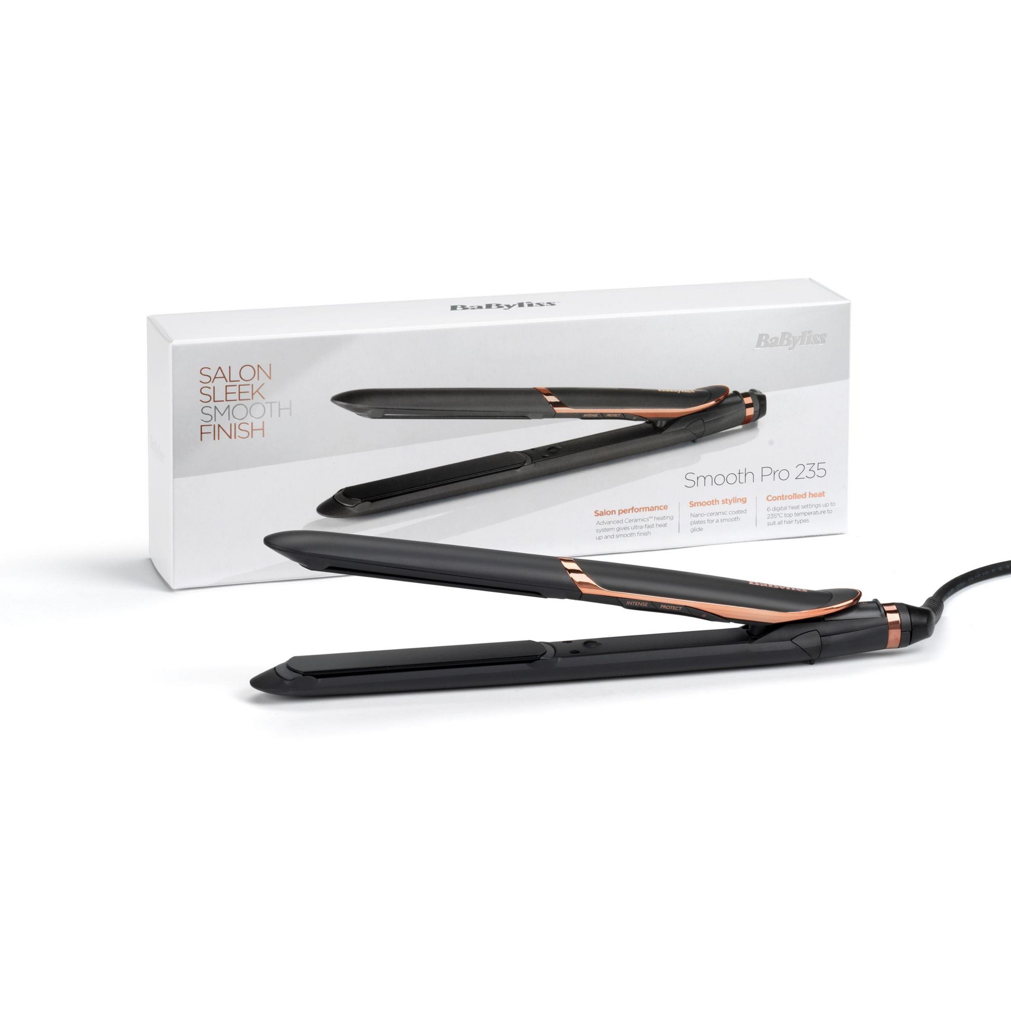 Voir la diapositive 2 : BABYLISS Lisseur professionnel Smooth Pro 235 ST394E - Noir