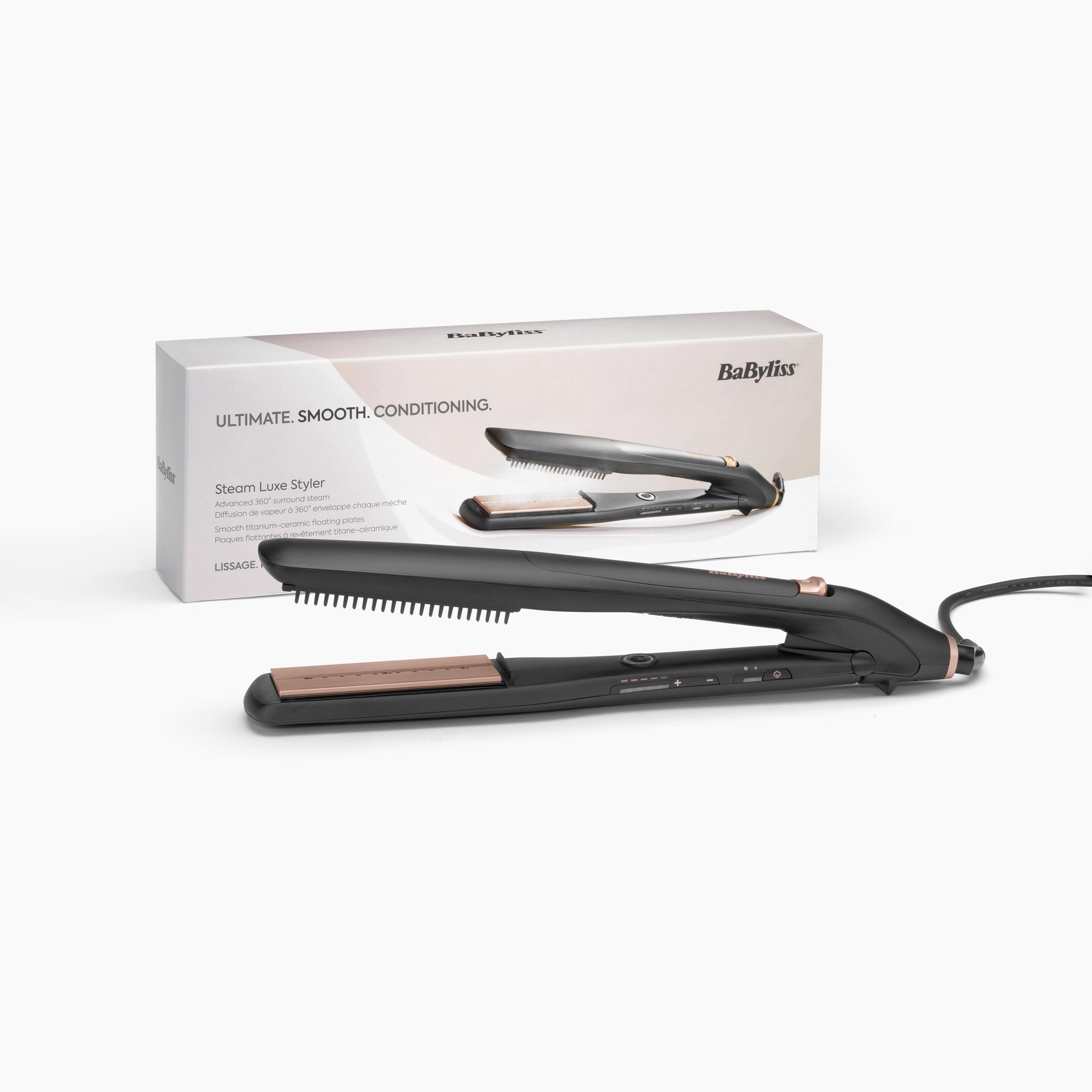 Voir la diapositive 2 : BABYLISS Lisseur vapeur professionnel ST596E - Noir