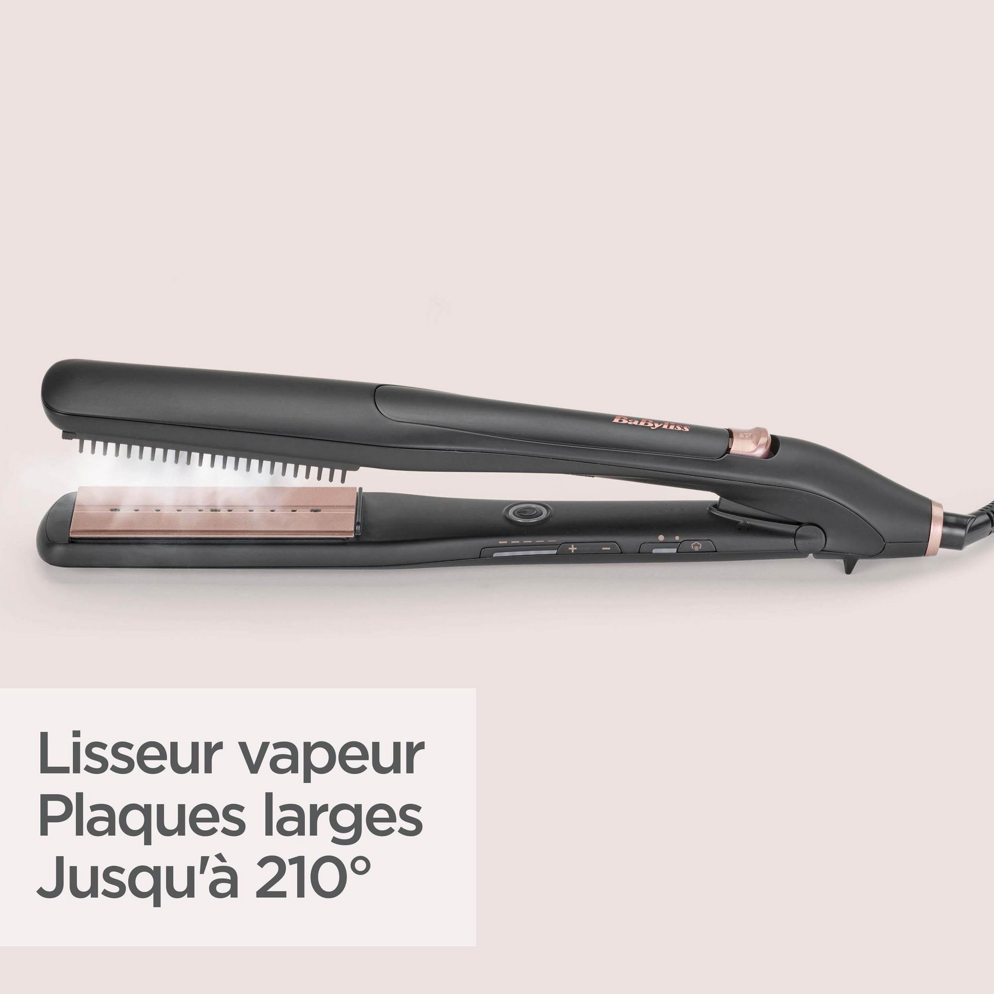 Voir la diapositive 8 : BABYLISS Lisseur vapeur professionnel ST596E - Noir
