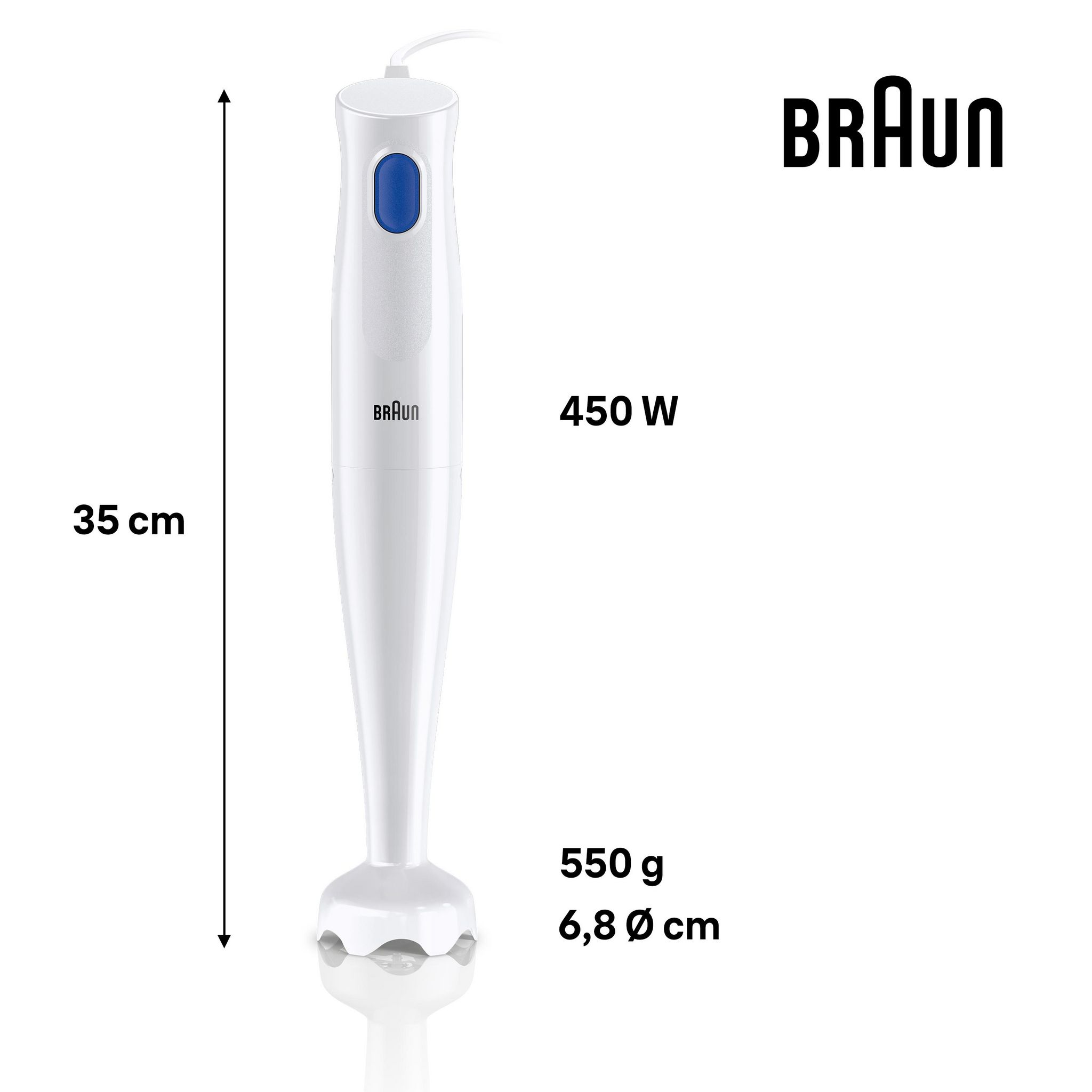Voir la diapositive 3 : BRAUN Mixeur plongeant MQ10.00PWH - Blanc