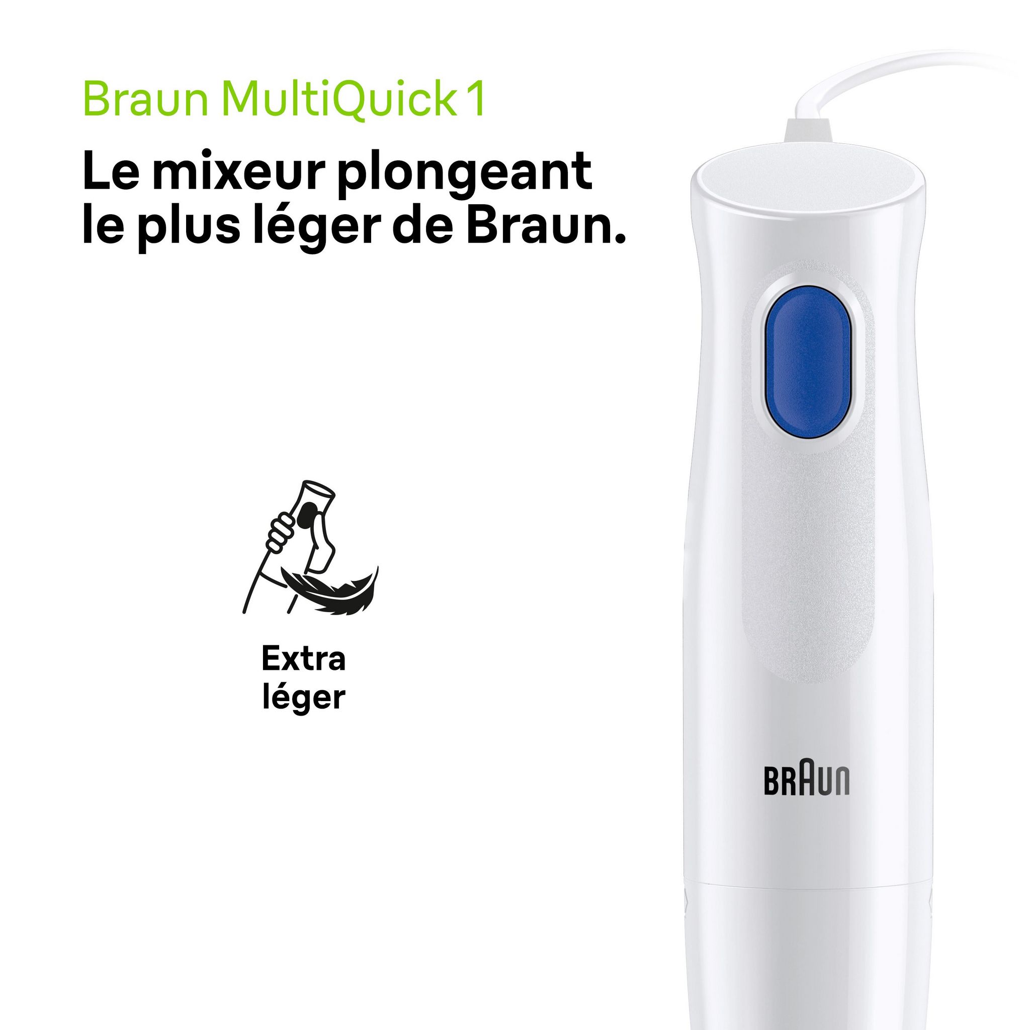 Voir la diapositive 5 : BRAUN Mixeur plongeant MQ10.00PWH - Blanc
