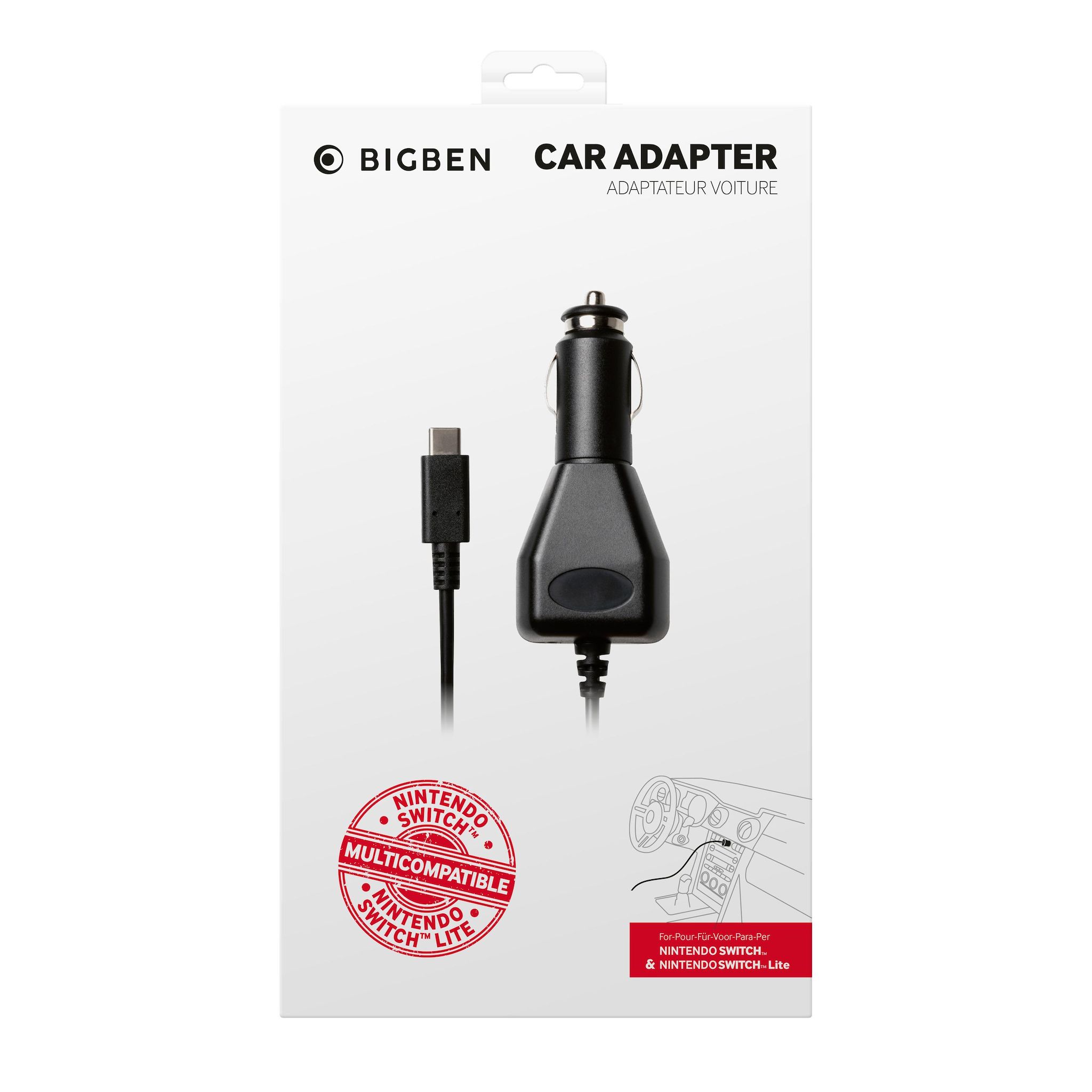 BIGBEN Chargeur allume-cigare USB-C 2.4 A Noir pour Nintendo Switch