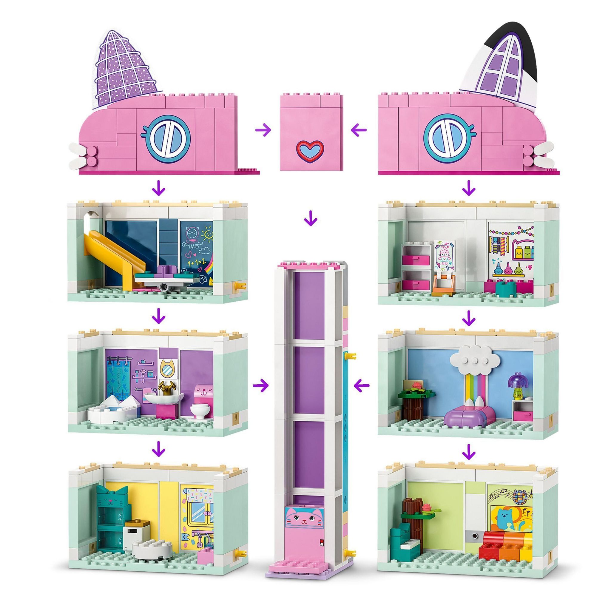 Voir la diapositive 5 : LEGO Gabby's DollHouse 10788  - La Maison Magique de Gabby, Jouet de Maison de Poupées avec Figurines