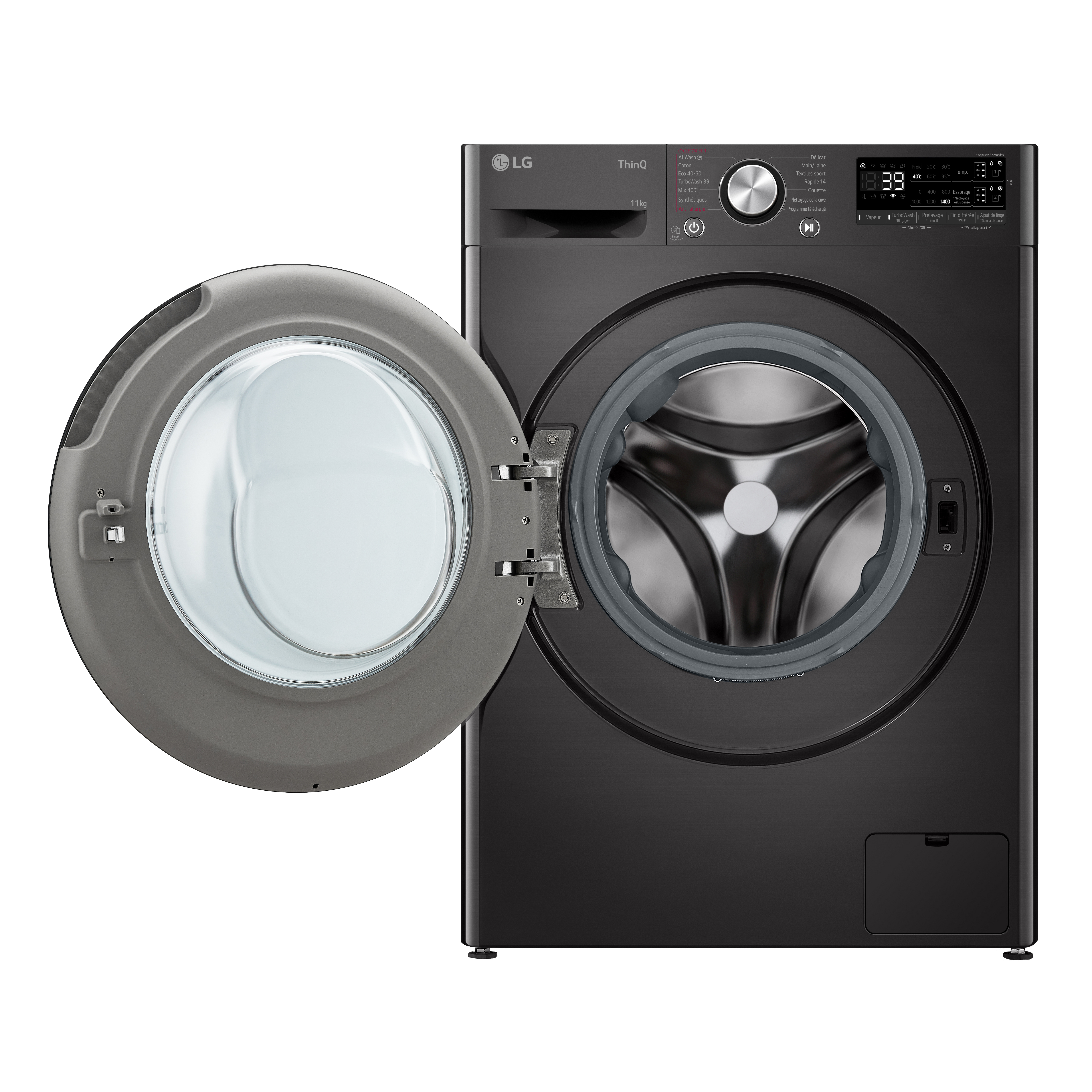 Voir la diapositive 2 : LG Lave linge hublot à induction F14R76BSTA, 11 kg, 1400 T/min, A