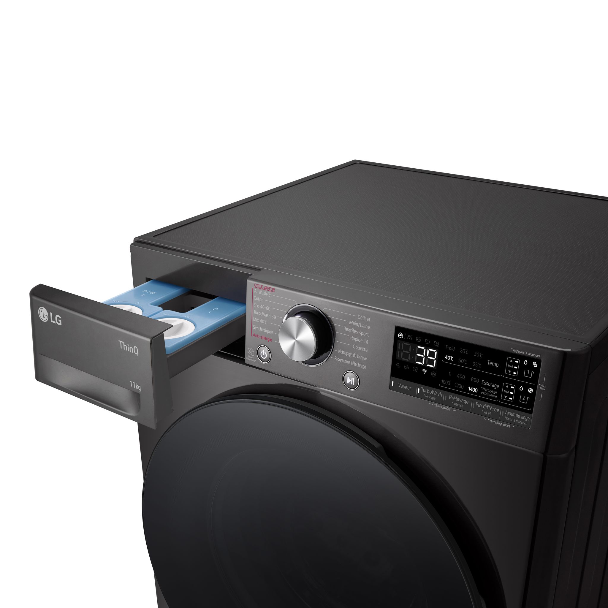 Voir la diapositive 7 : LG Lave linge hublot à induction F14R76BSTA, 11 kg, 1400 T/min, A