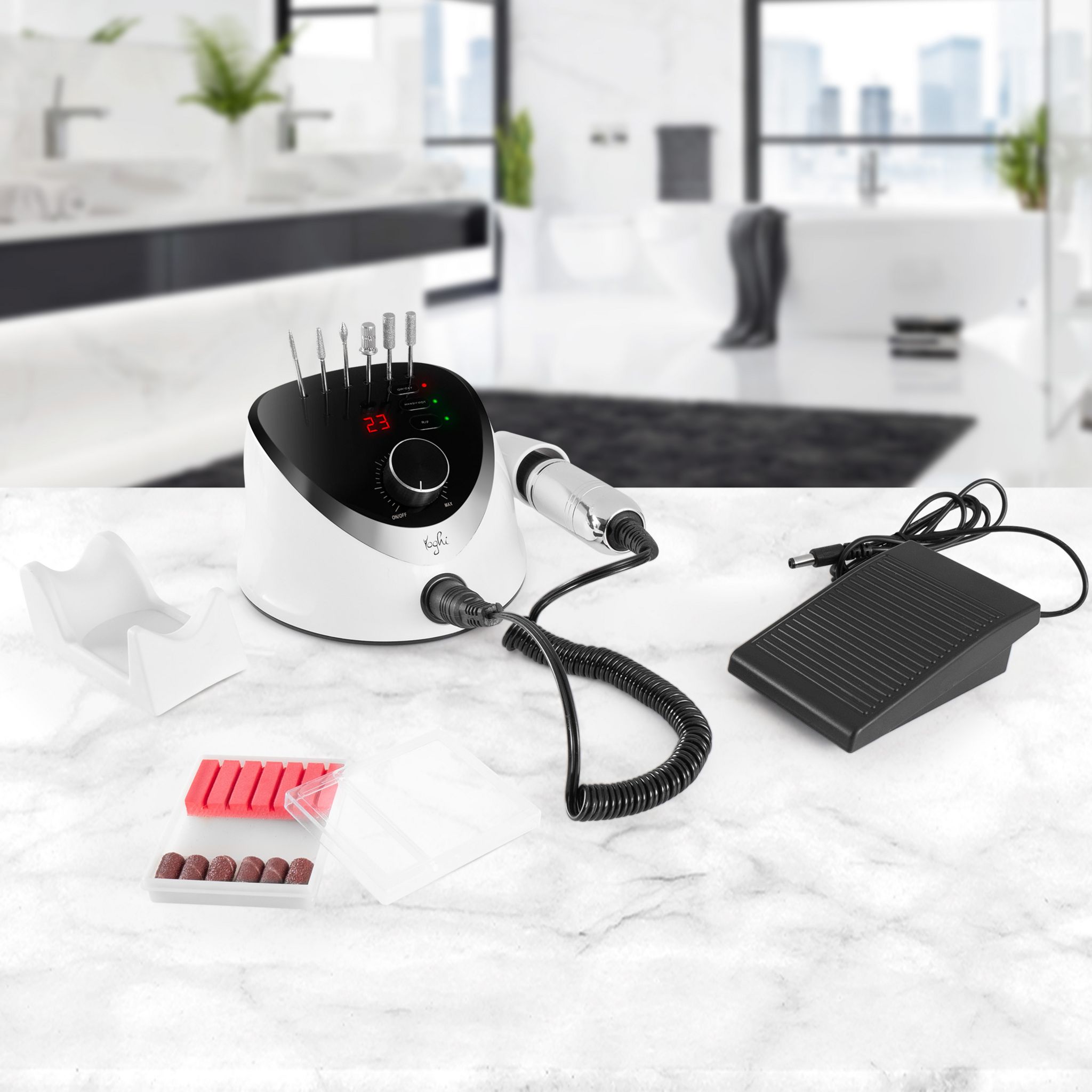 Voir la diapositive 12 : YOGHI Ponceuse pour ongles électrique NAIL HUB PRO - Blanc