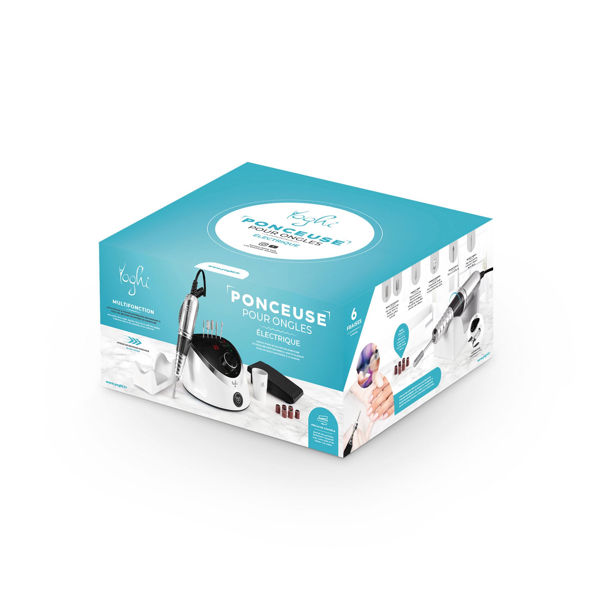 Voir la diapositive 13 : YOGHI Ponceuse pour ongles électrique NAIL HUB PRO - Blanc