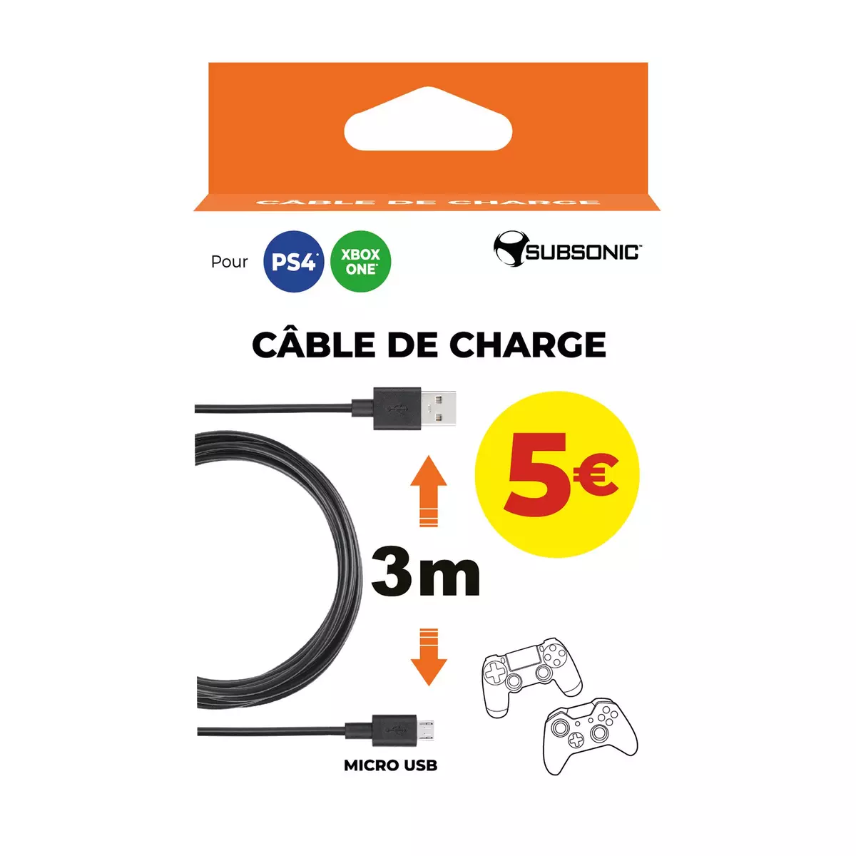 Câble de Charge Manette PS4 - Xbox One