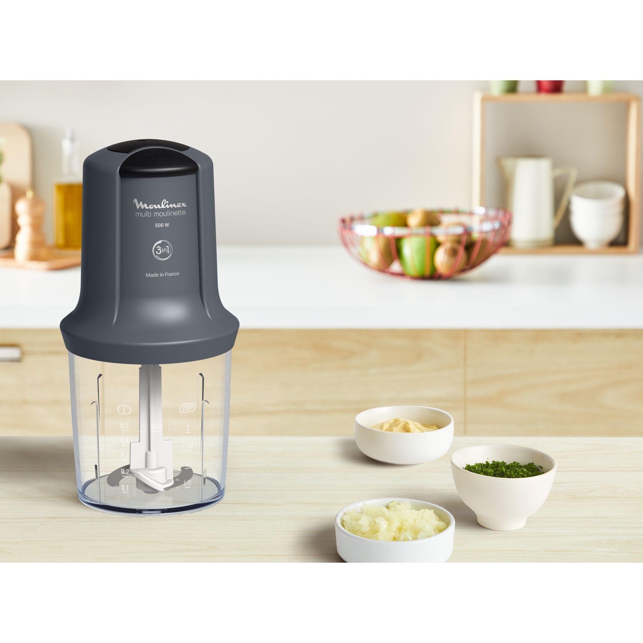 Voir la diapositive 2 : MOULINEX Mini hachoir électrique AT711B10 - Gris