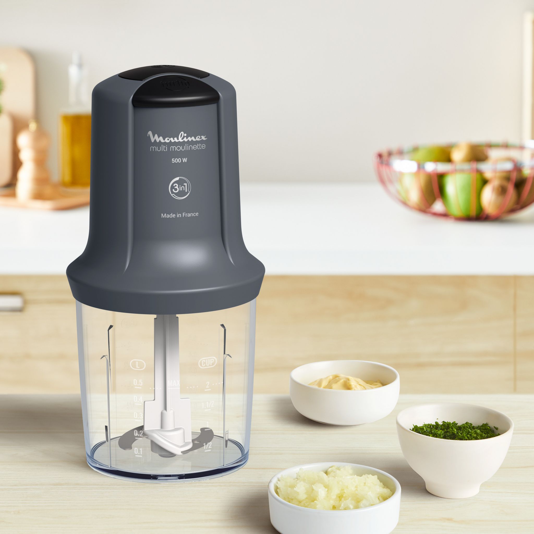 Voir la diapositive 3 : MOULINEX Mini hachoir électrique AT711B10 - Gris