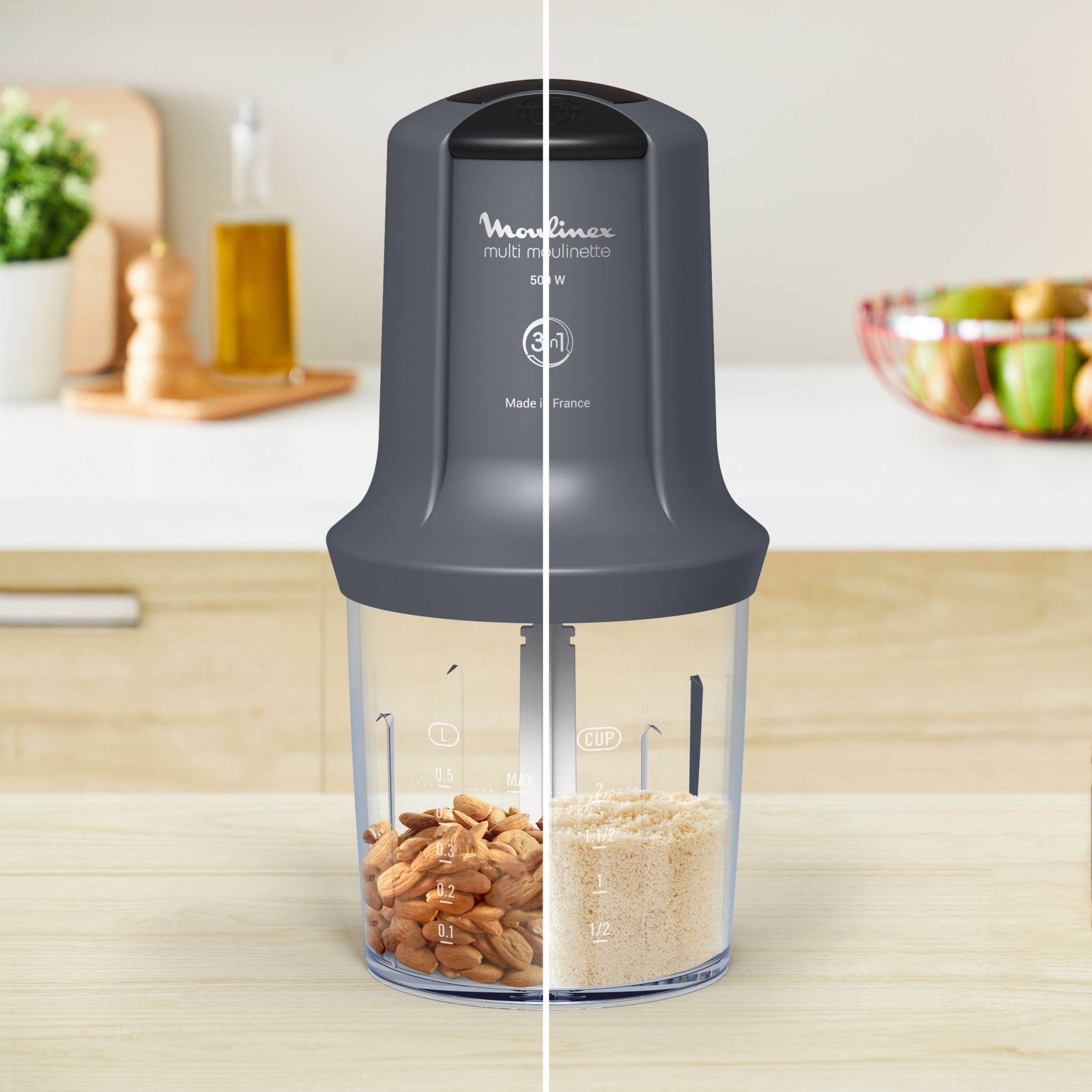 Voir la diapositive 5 : MOULINEX Mini hachoir électrique AT711B10 - Gris