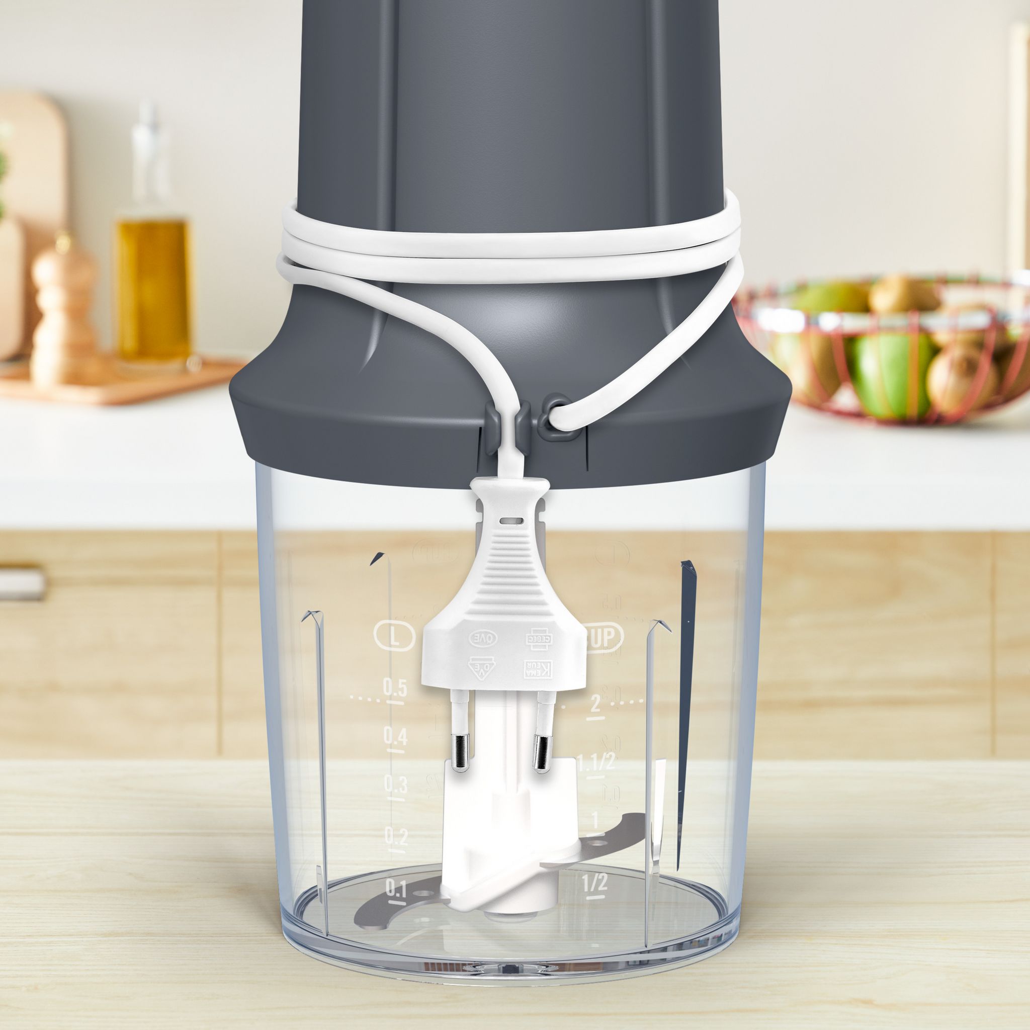 Voir la diapositive 8 : MOULINEX Mini hachoir électrique AT711B10 - Gris