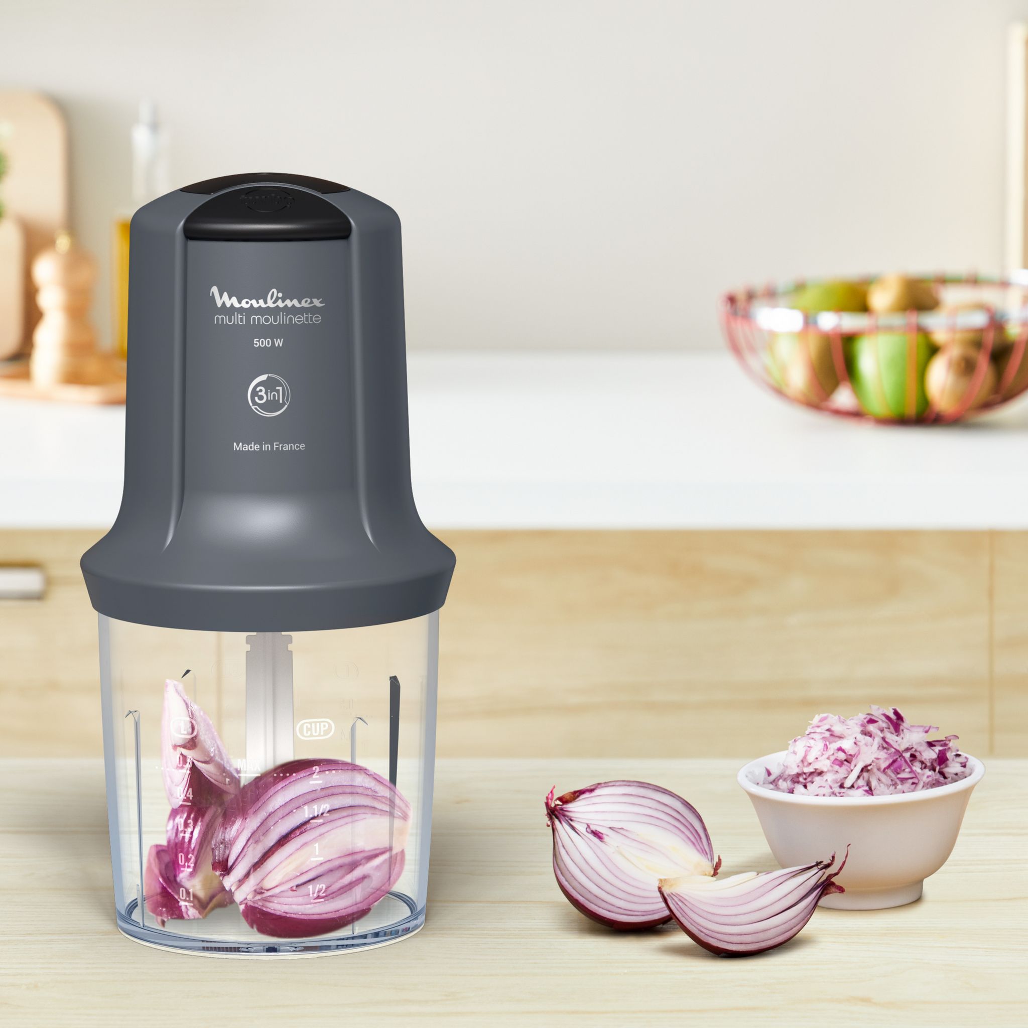 Voir la diapositive 9 : MOULINEX Mini hachoir électrique AT711B10 - Gris