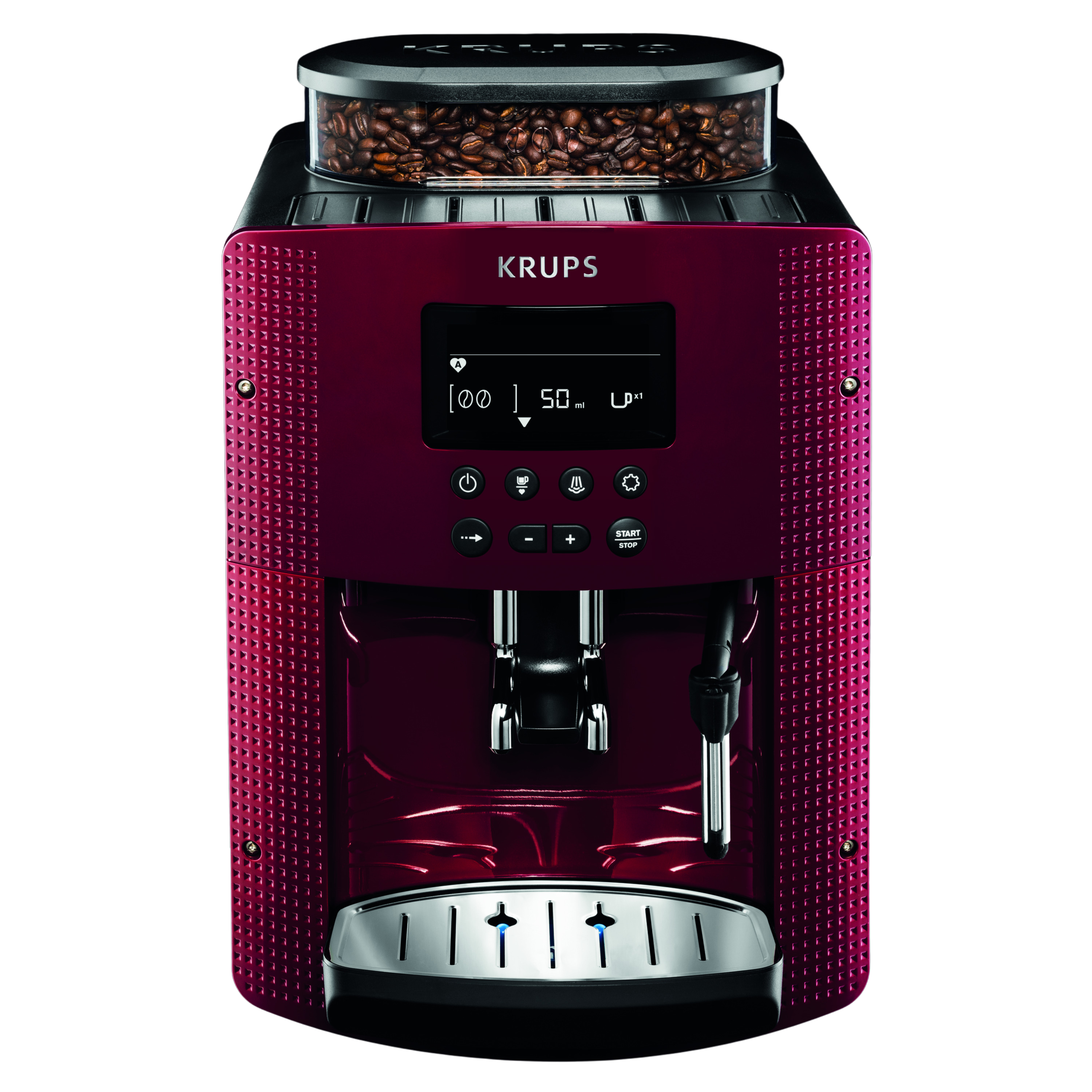 Voir la diapositive 2 : KRUPS Expresso avec broyeur à grains EA815570 - Rouge