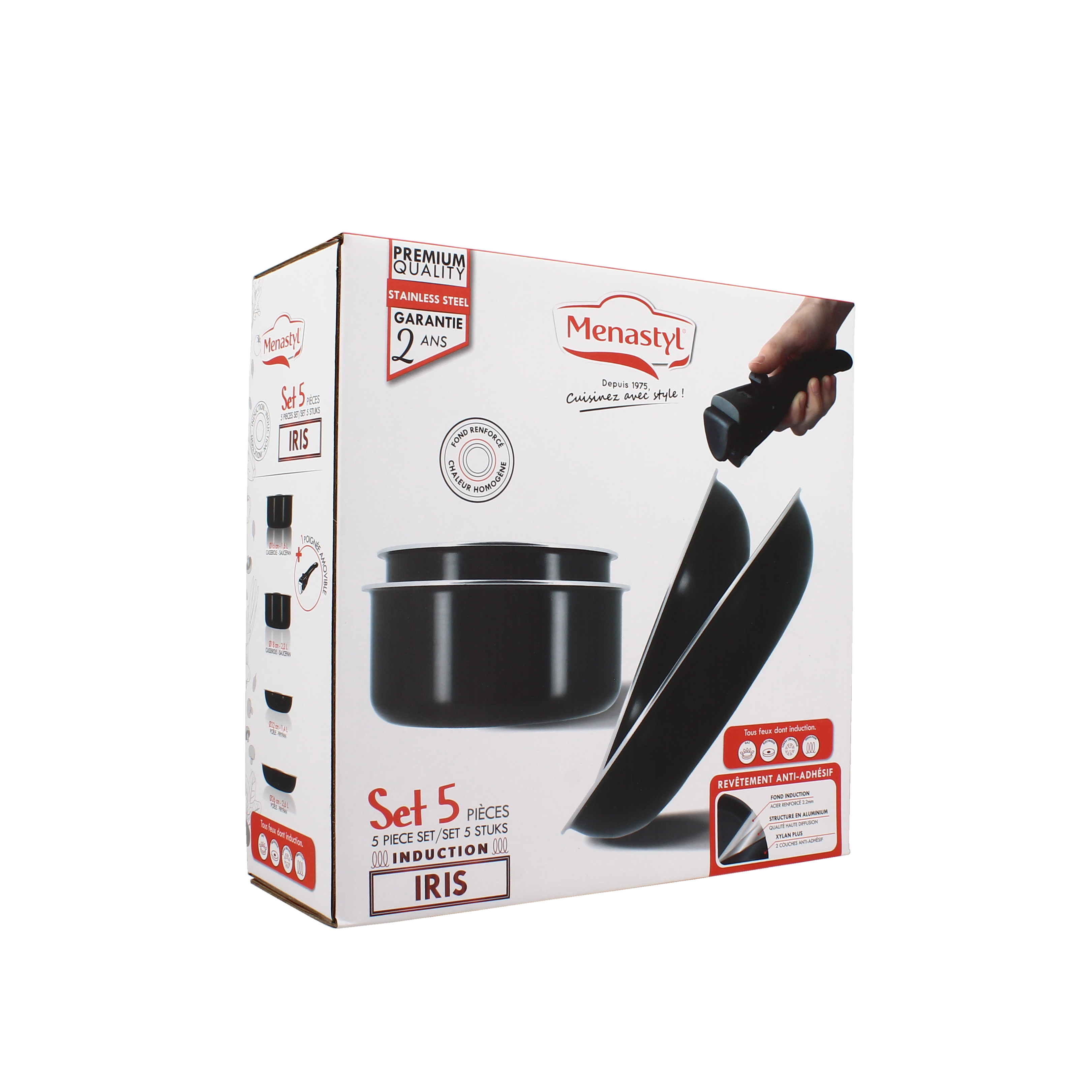 Voir la diapositive 5 : Batterie de cuisine 5 pièces tous feux dont induction