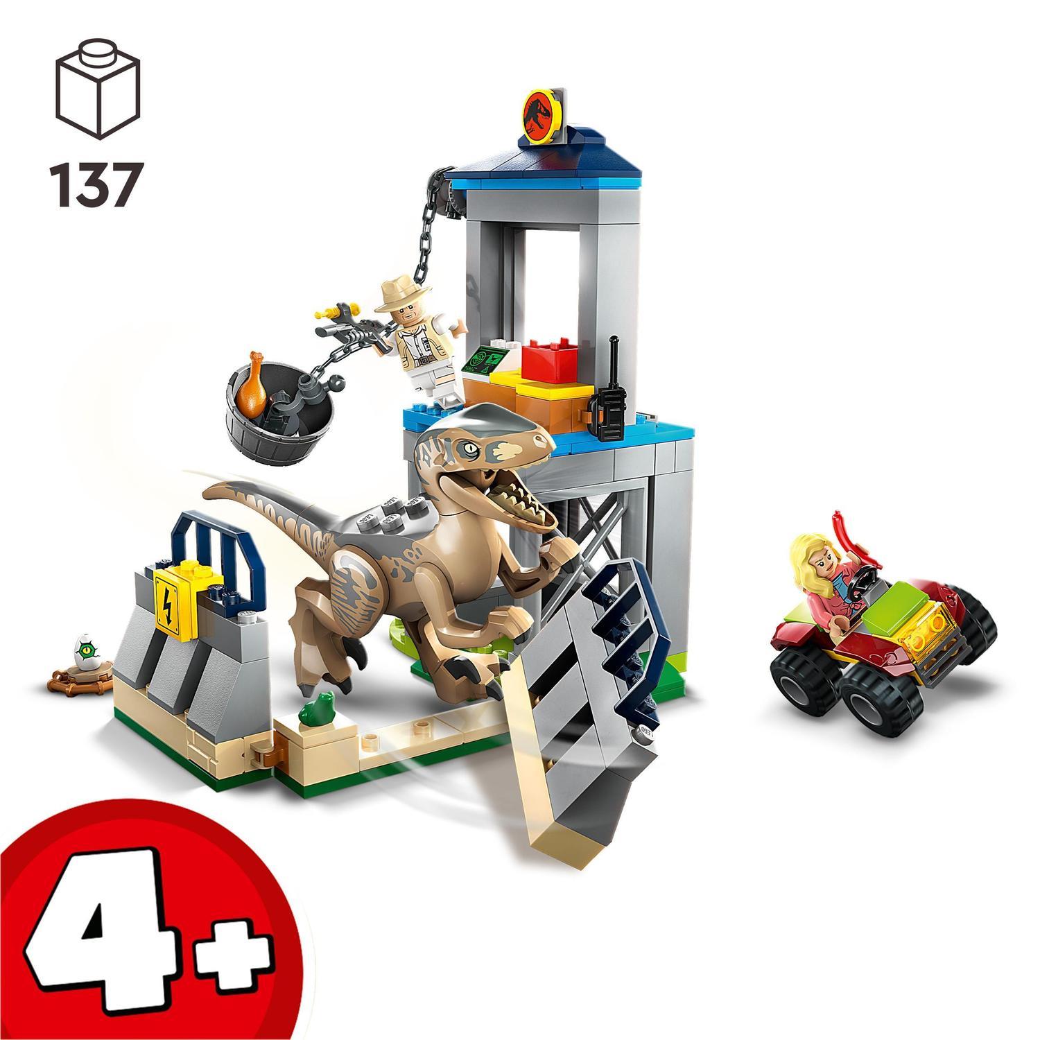 Voir la diapositive 3 : LEGO LEGO Jurassic Park 76957 L'Évasion du Vélociraptor, Jouet avec Dinosaure et Voiture