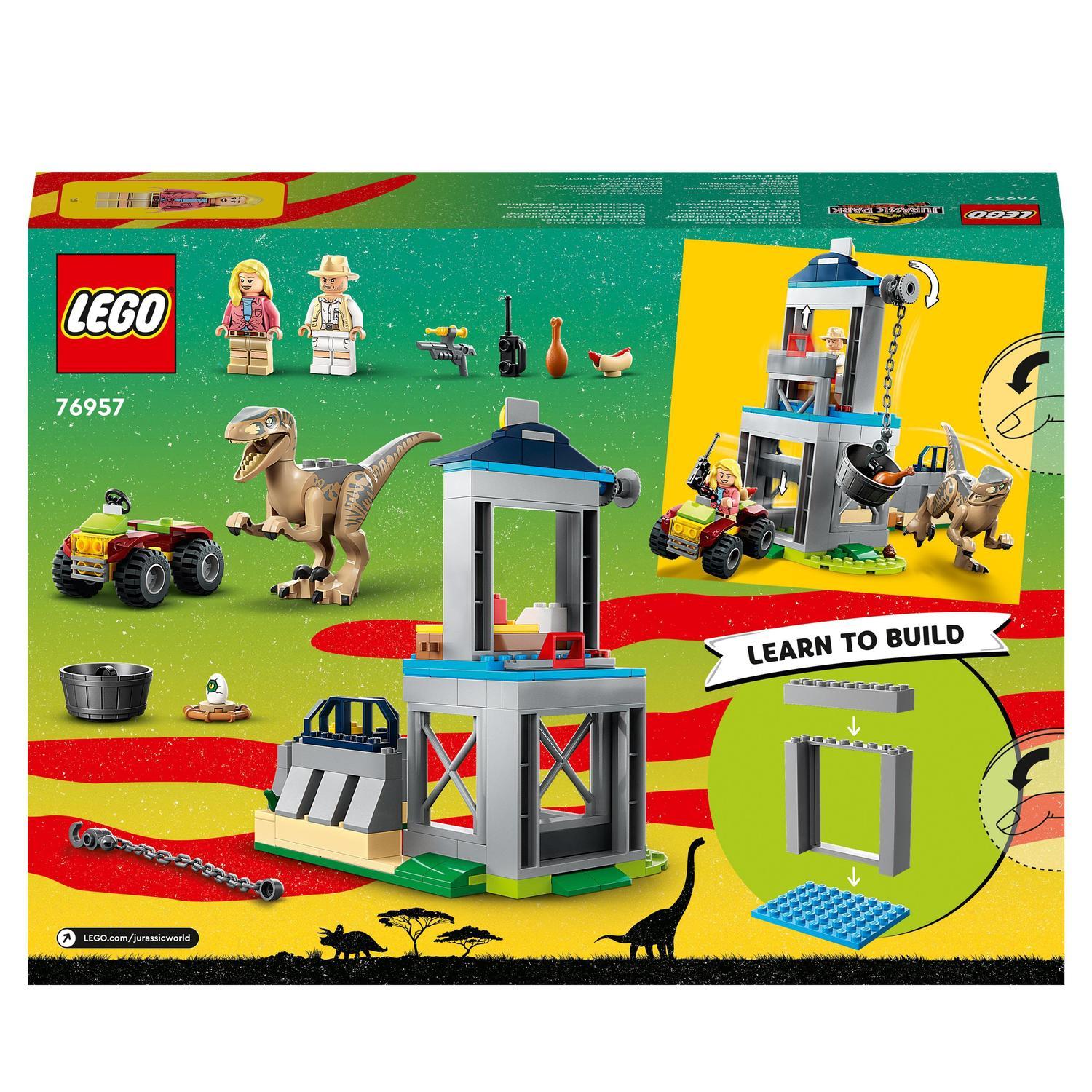 Voir la diapositive 8 : LEGO LEGO Jurassic Park 76957 L'Évasion du Vélociraptor, Jouet avec Dinosaure et Voiture