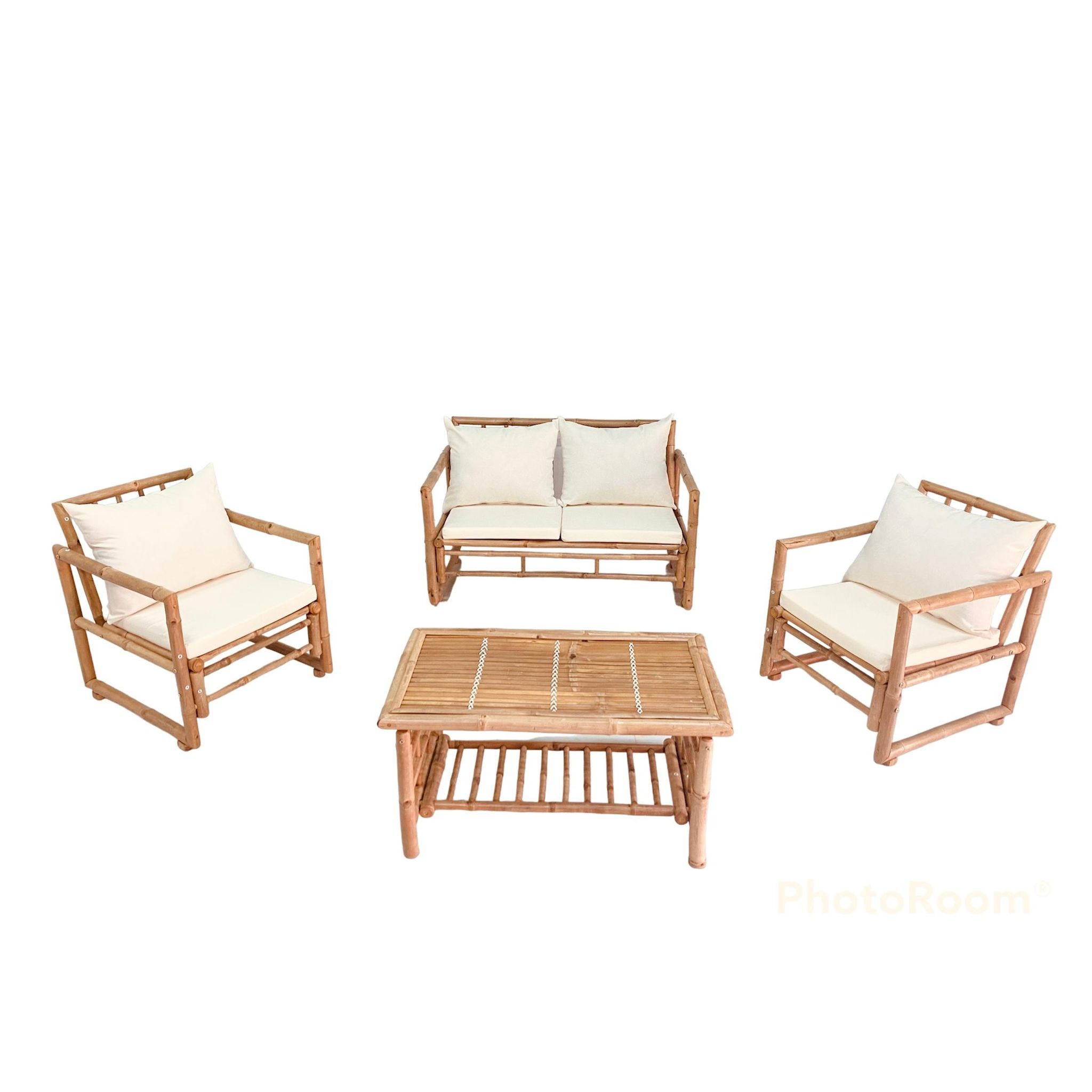 Voir la diapositive 1 : ALLIBERT Salon bas de jardin - 5 places - Bambou naturel - KALYS