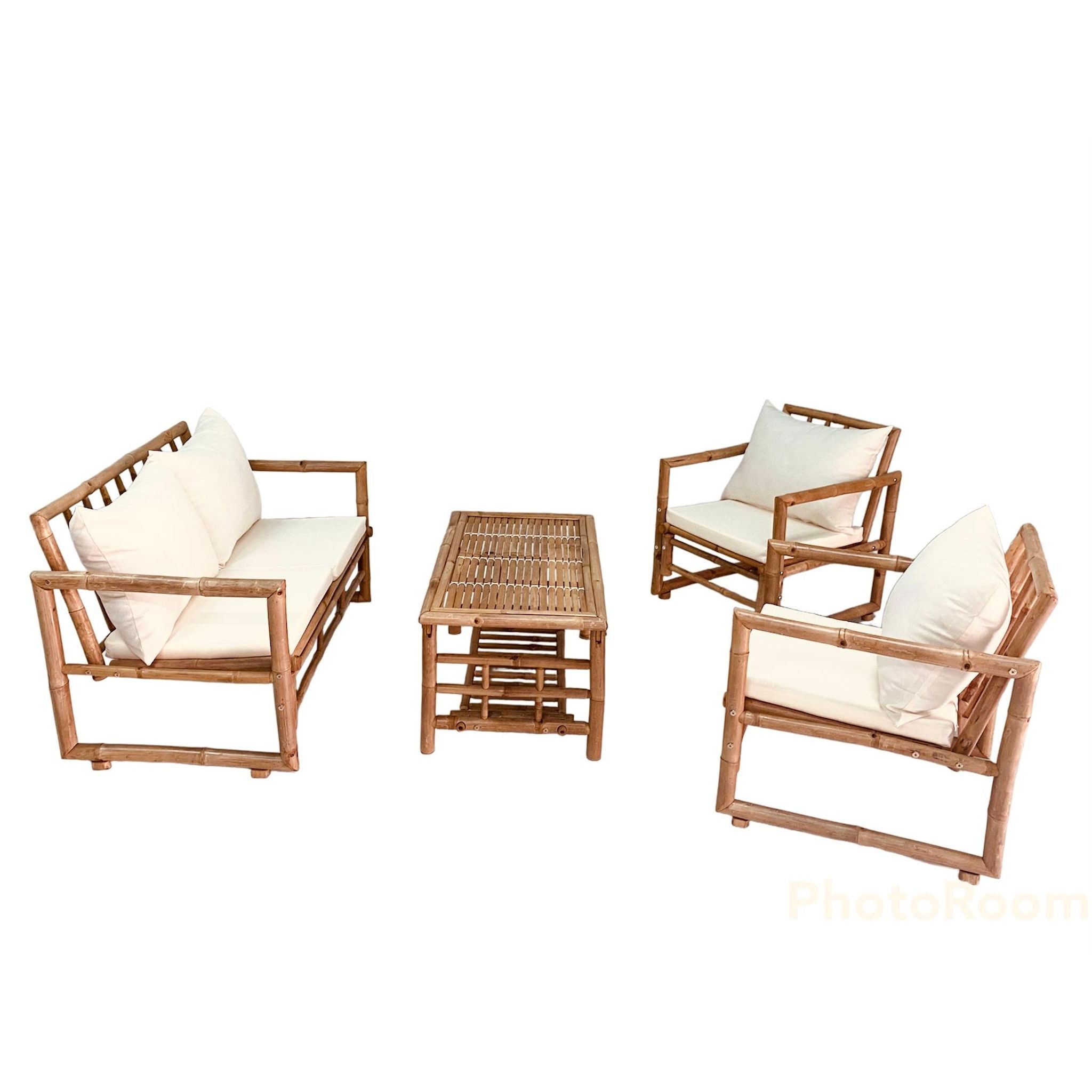 Voir la diapositive 2 : ALLIBERT Salon bas de jardin - 5 places - Bambou naturel - KALYS