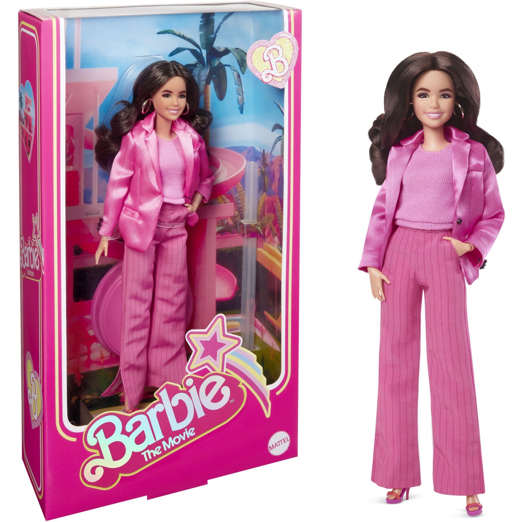 Voir la diapositive 5 : MATTEL Barbie Le Film - Poupée Gloria portant un tailleur-pantalon rose