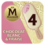MAGNUM Bâtonnet glacé chocolat blanc fraise 4 pièces 324g