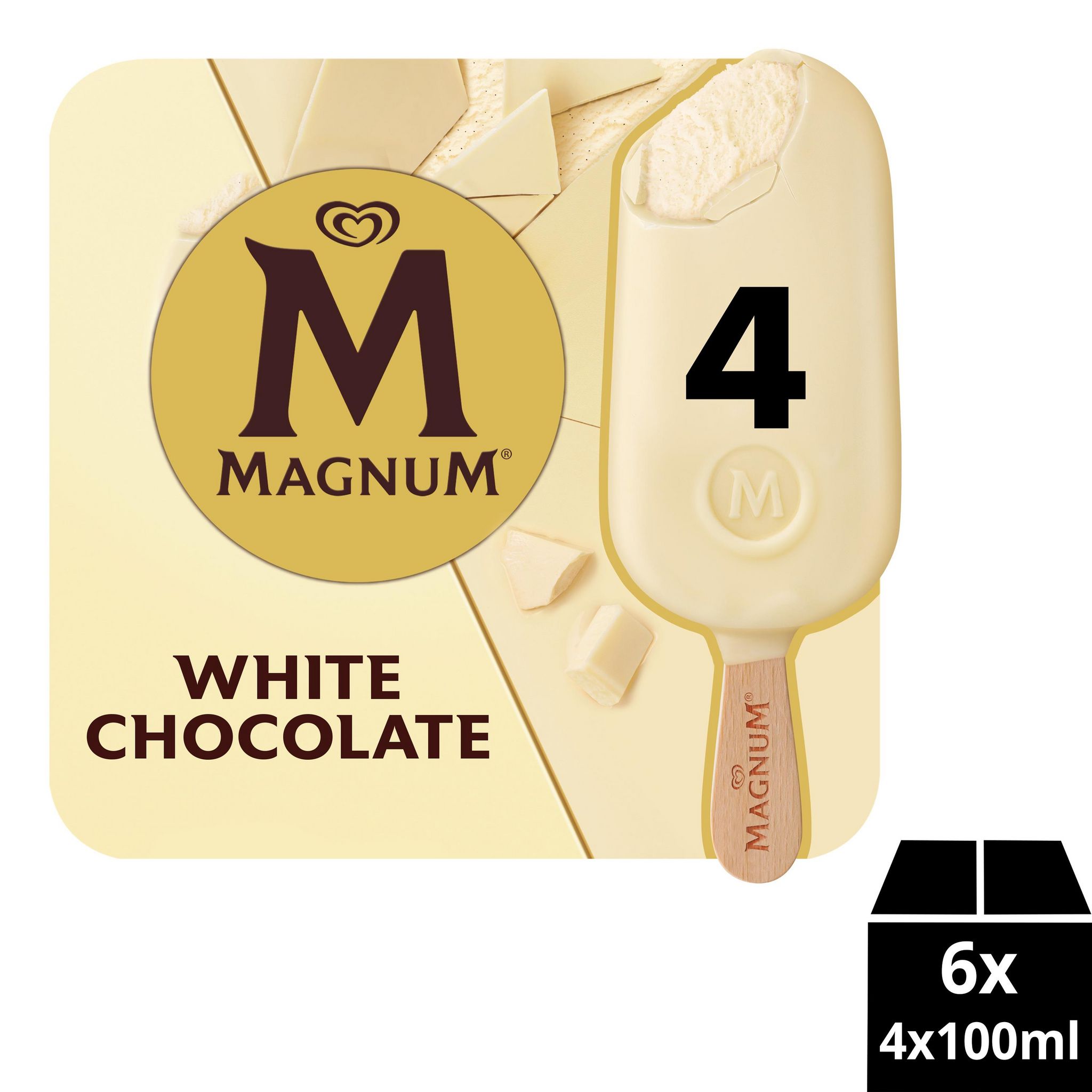 Voir la diapositive 3 : MAGNUM Bâtonnets glacés au chocolat blanc 4 pièces 294g