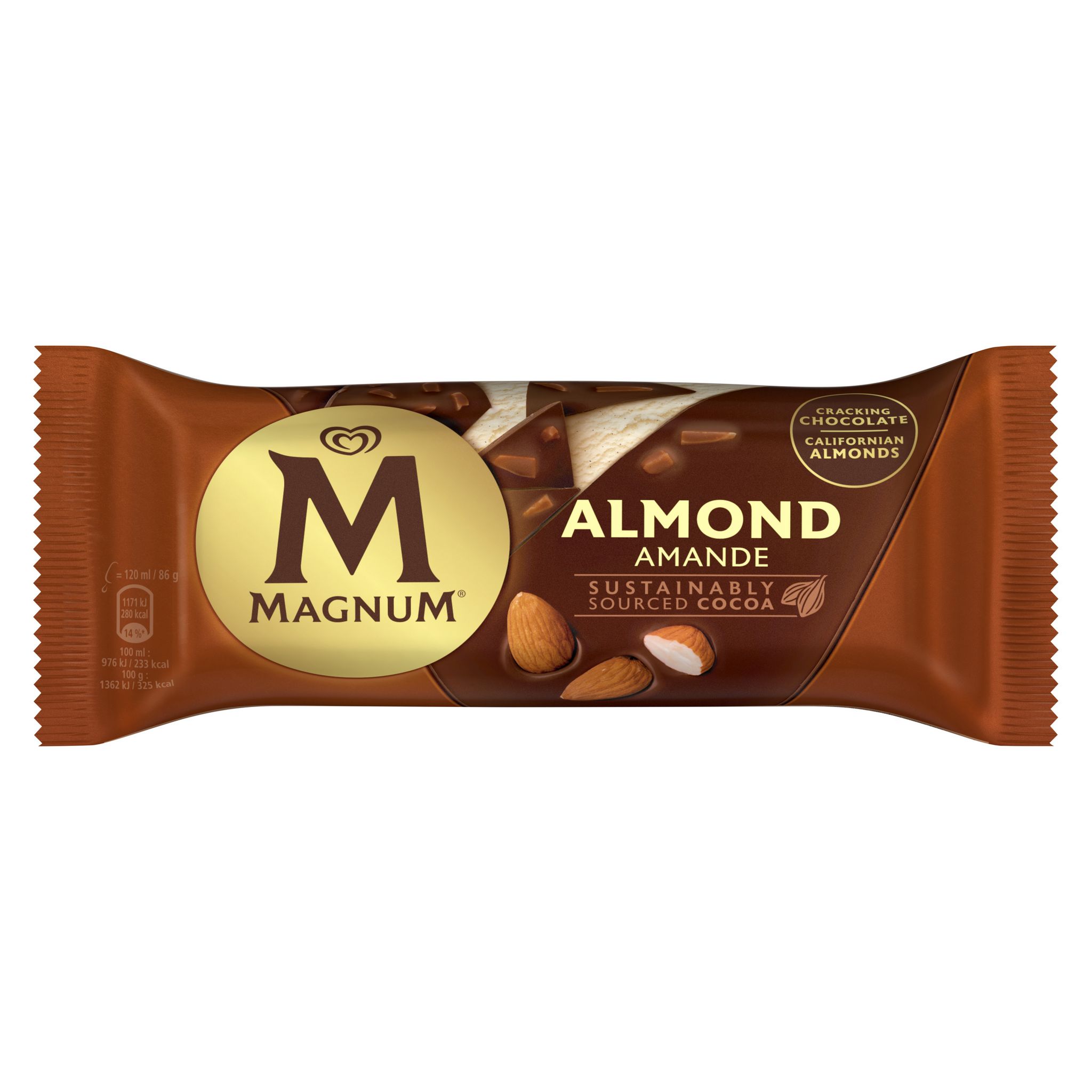 Voir la diapositive 2 : MAGNUM Bâtonnet glacé amande 86g