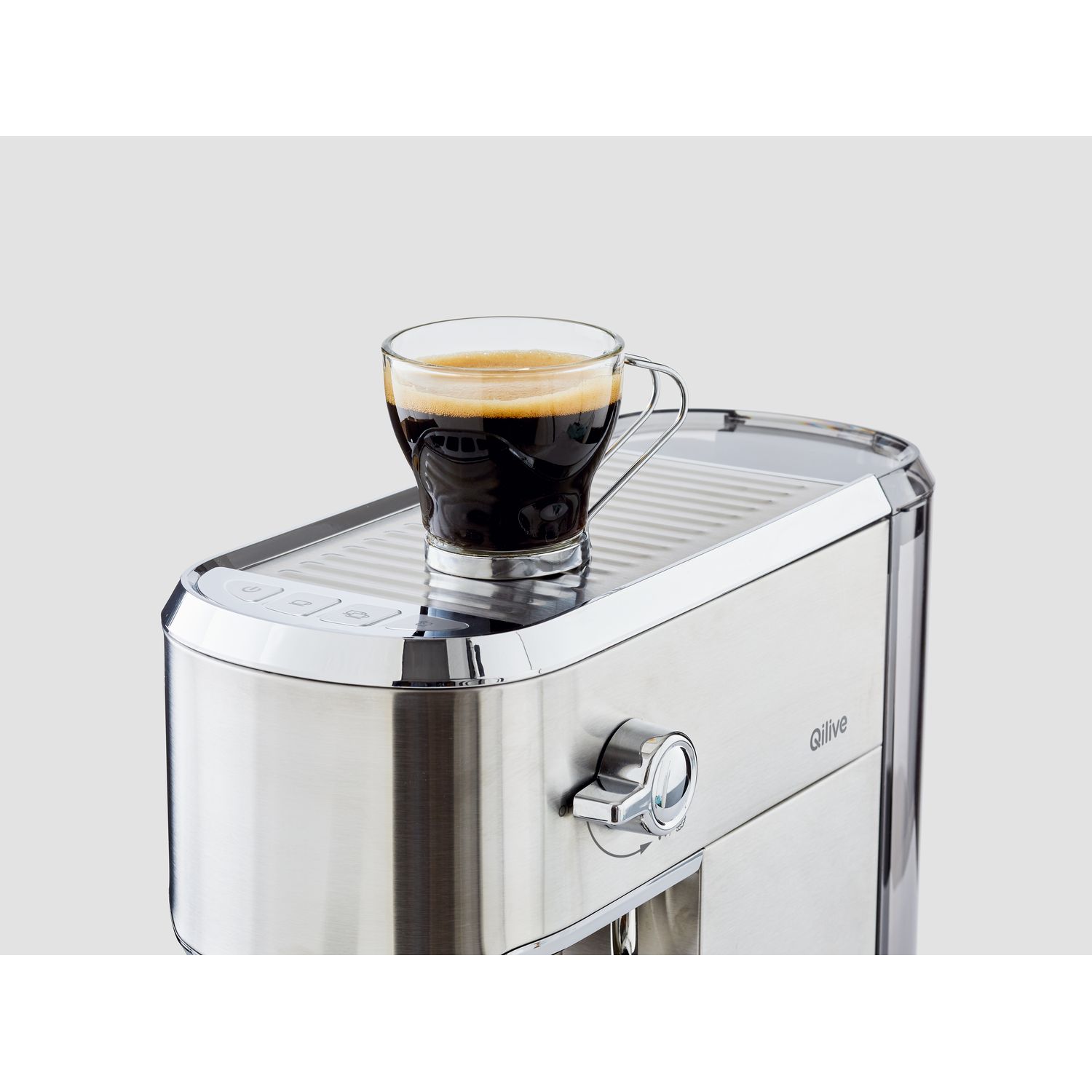 Voir la diapositive 3 : QILIVE Machine à café espresso manuelle compacte Q.5164 - Gris