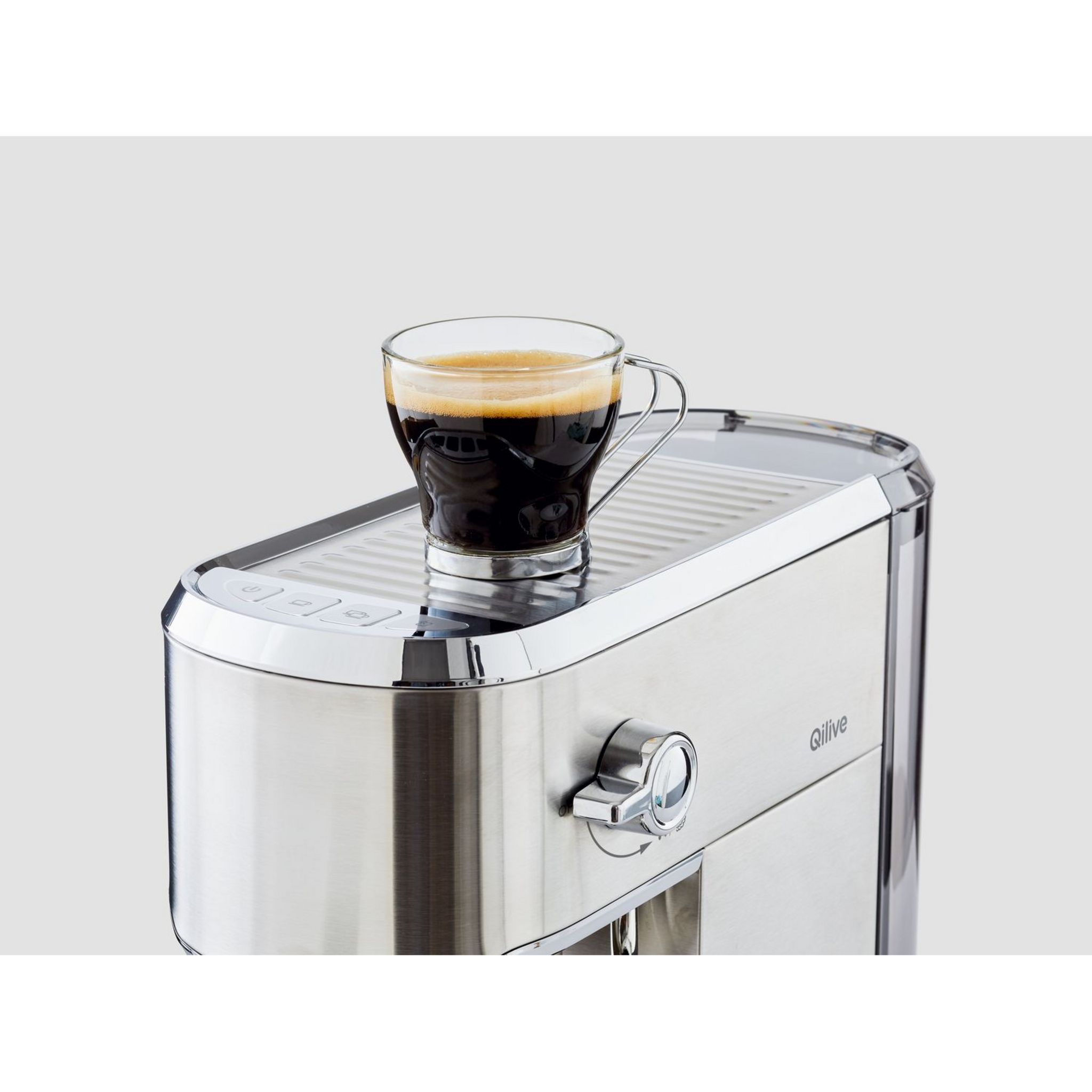 Voir la diapositive 3 : QILIVE Machine à café espresso manuelle compacte Q.5164 - Gris