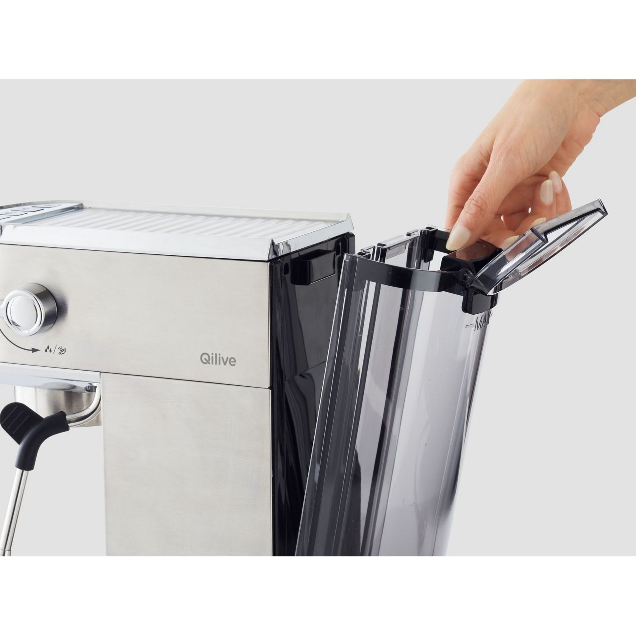 Voir la diapositive 7 : QILIVE Machine à café espresso manuelle compacte Q.5164 - Gris