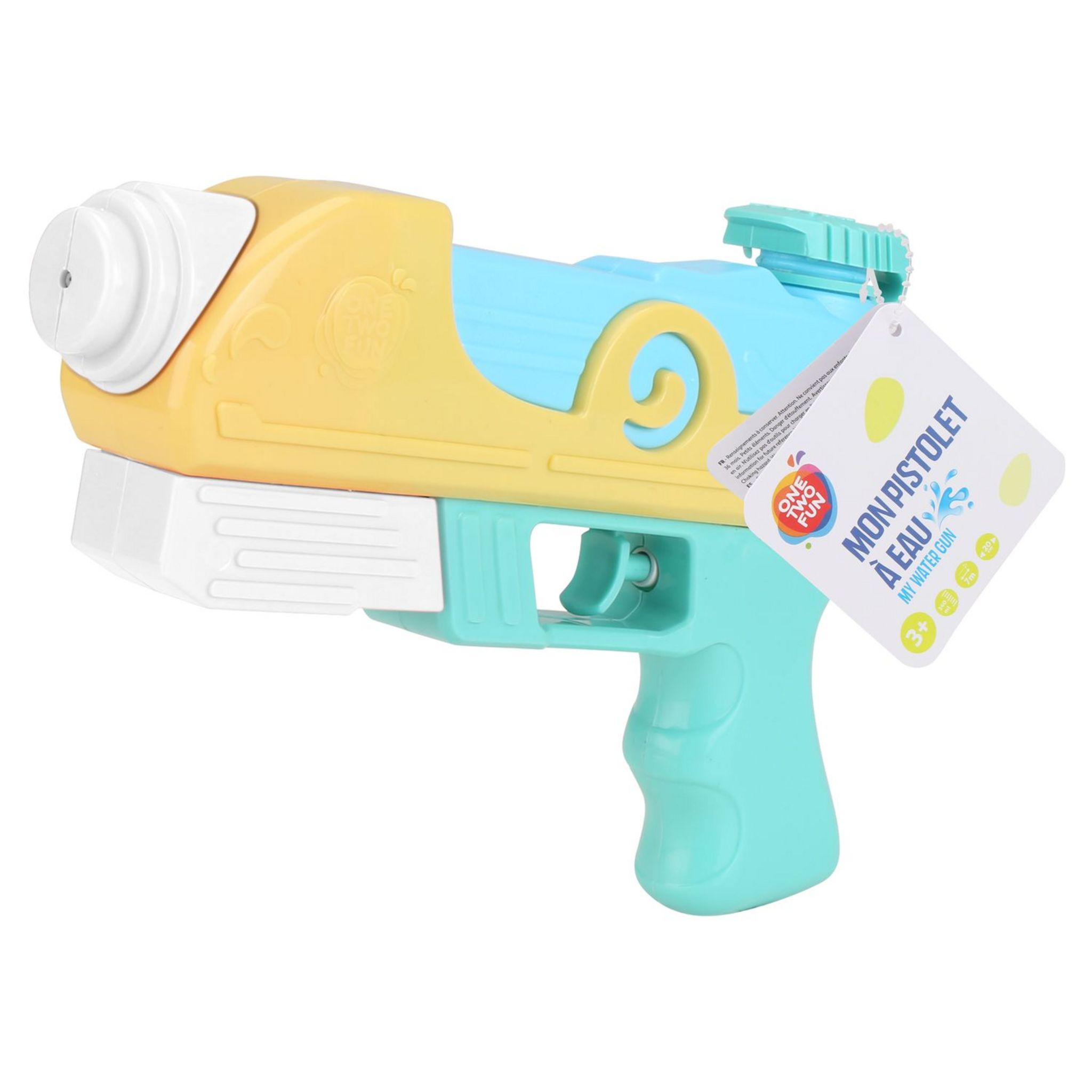 Voir la diapositive 2 : ONE TWO FUN Pistolet à eau 20cm - Rose ou Jaune