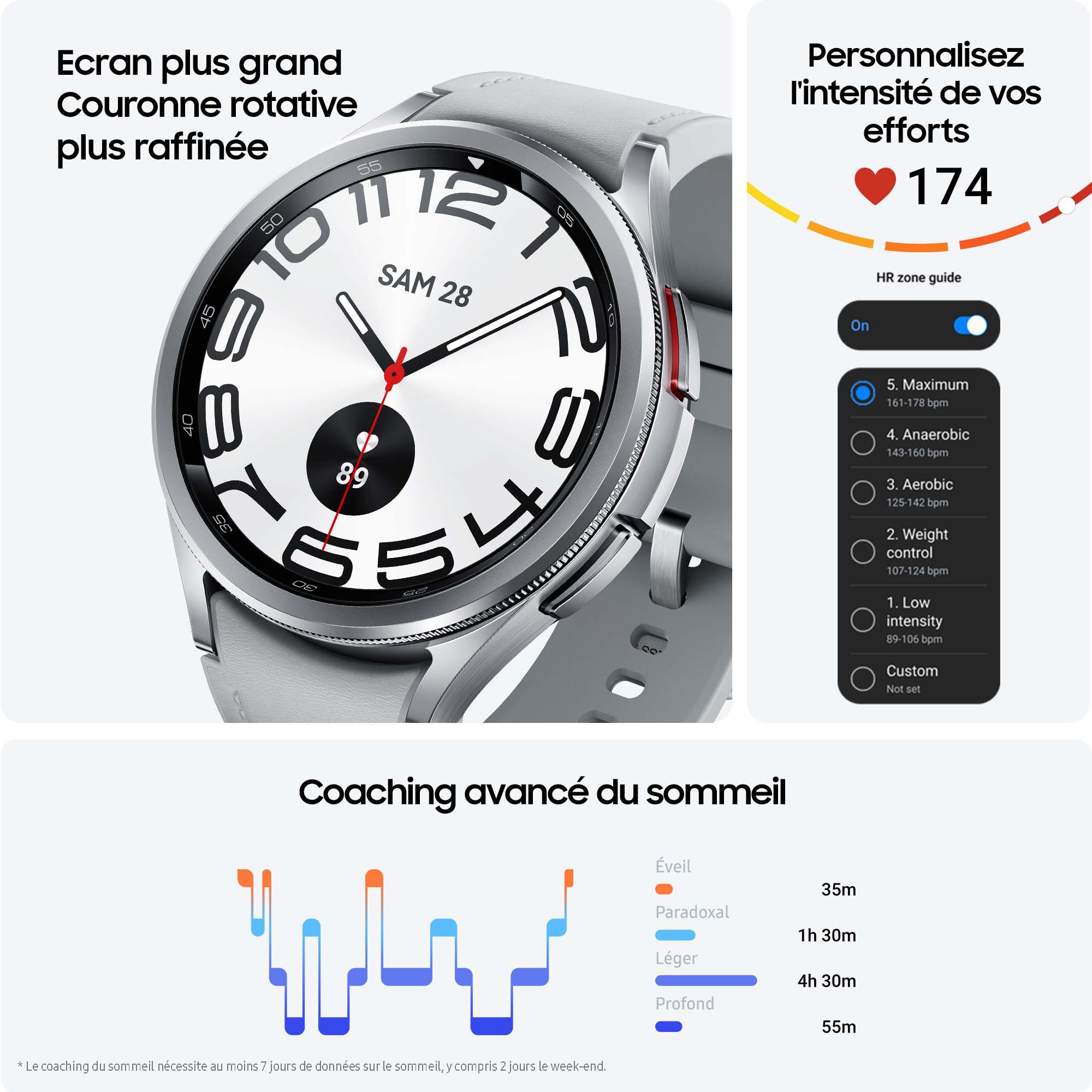 Voir la diapositive 10 : SAMSUNG Montre connectée Watch 6 Classic 43MM - Argent