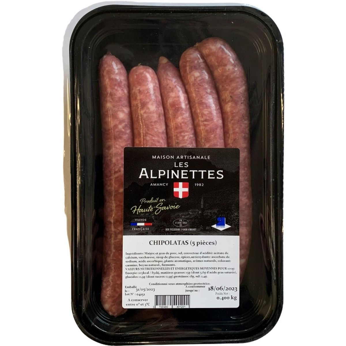 LES ALPINETTES Chipolatas 5 pièces 400g