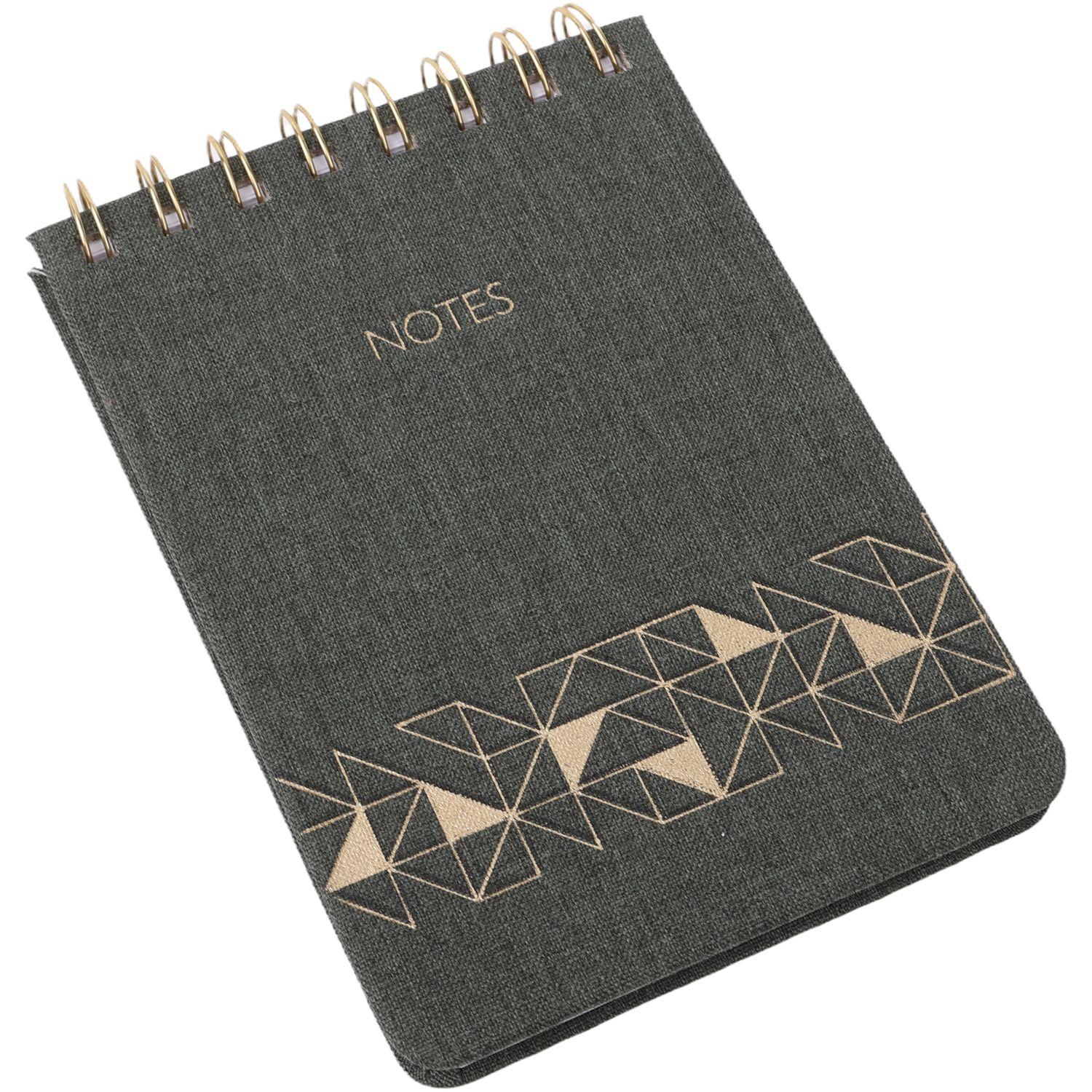 Voir la diapositive 4 : AUCHAN Carnet à spirale A6 en tissus 80 pages petits carreaux 5x5 avec marque-page
