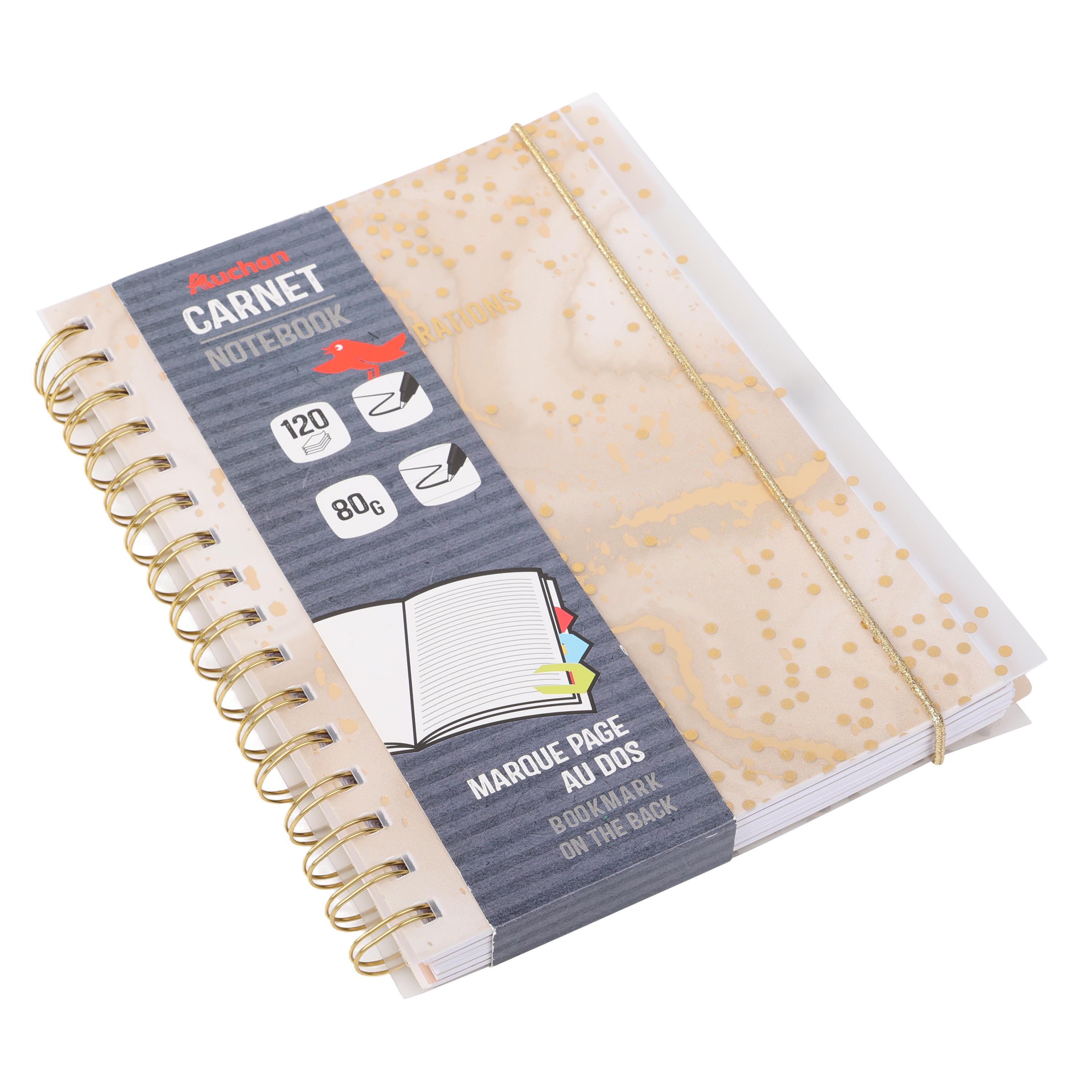 Voir la diapositive 2 : AUCHAN Carnet de Notes A5 Couverture Transparente 120 lignes vierges et 5 intercalaires